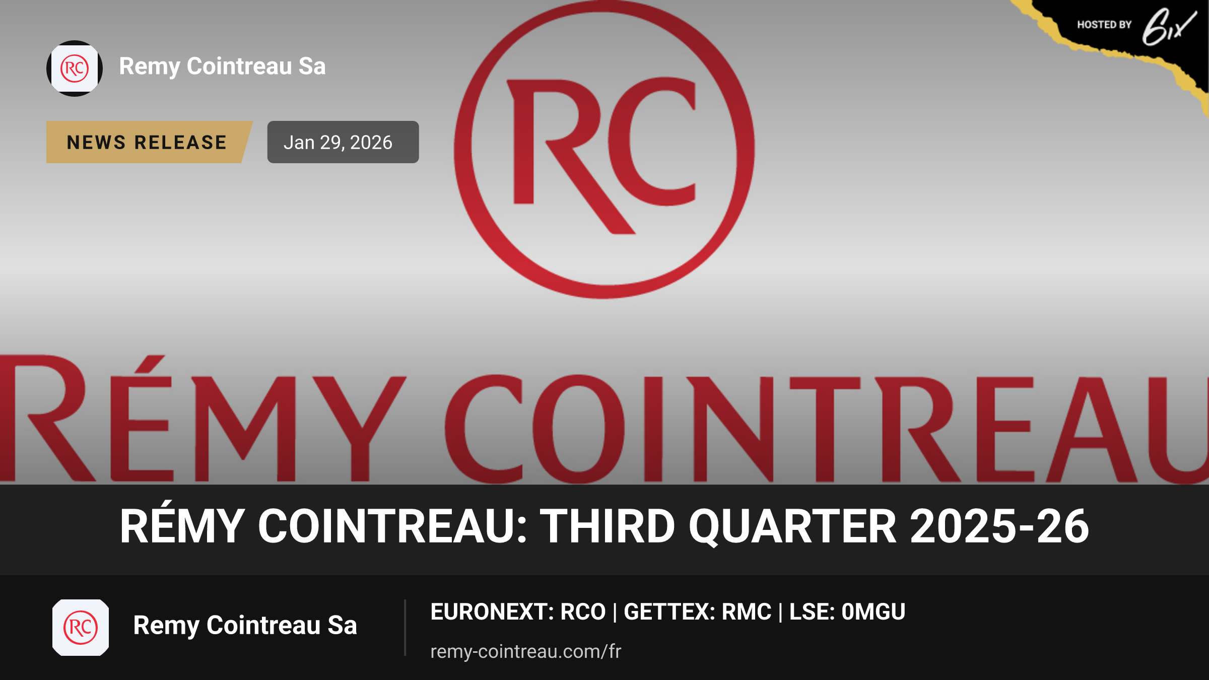 Rémy Cointreau: Third Quarter 2025-26