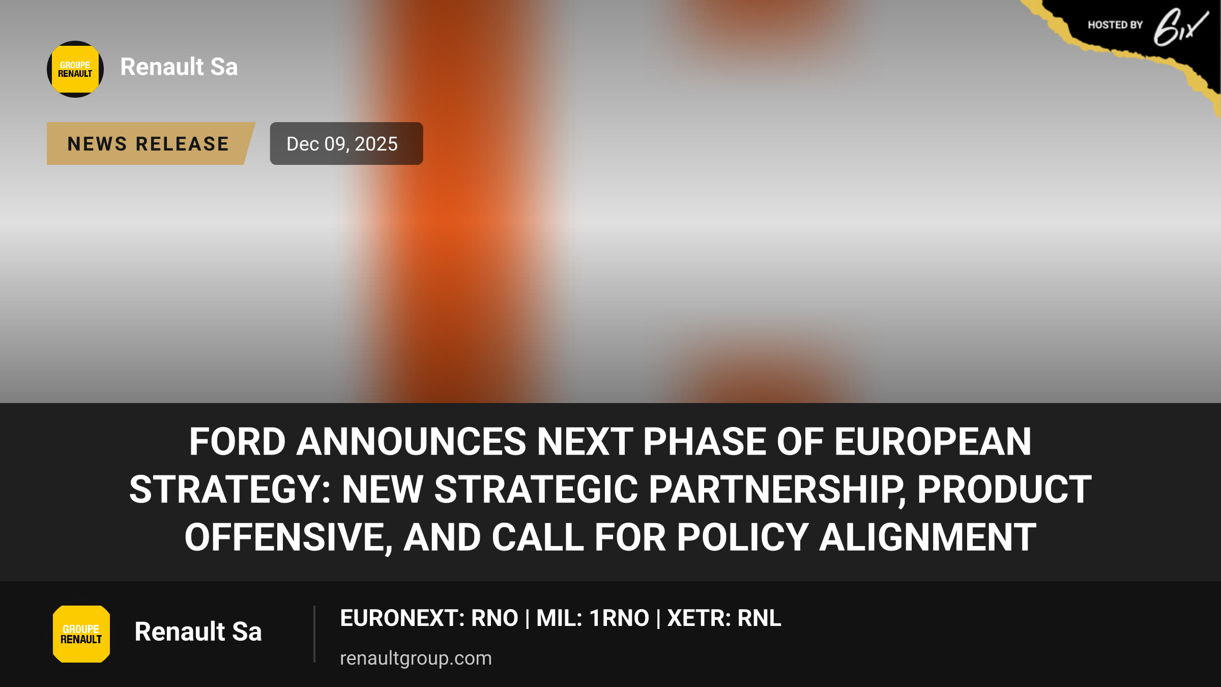 Ford Announces Next Phase of European Strategy: New Strategic Partnership, Product Offensive, and Call for Policy Alignment