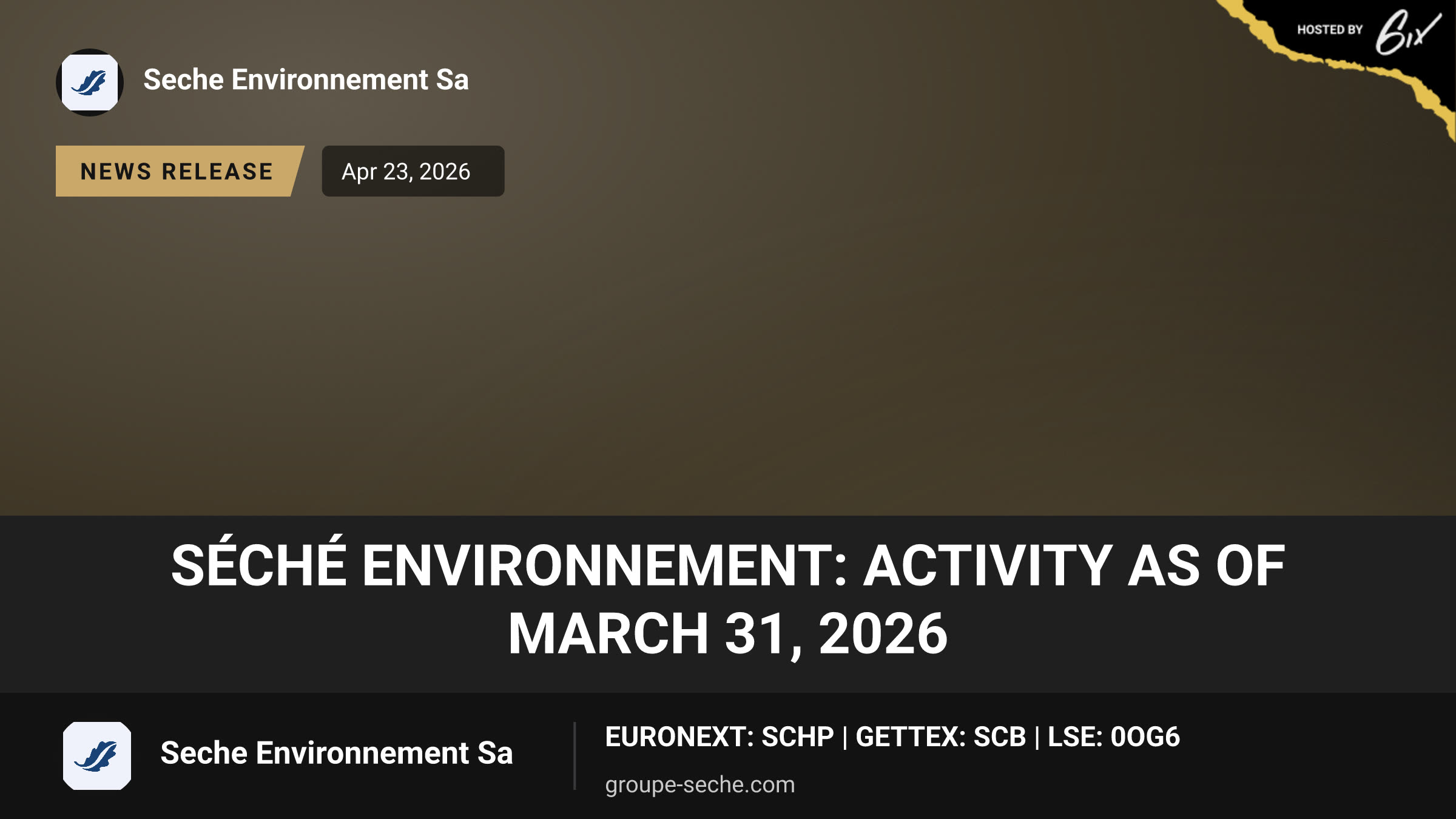 Séché Environnement: Activity as of March 31, 2026