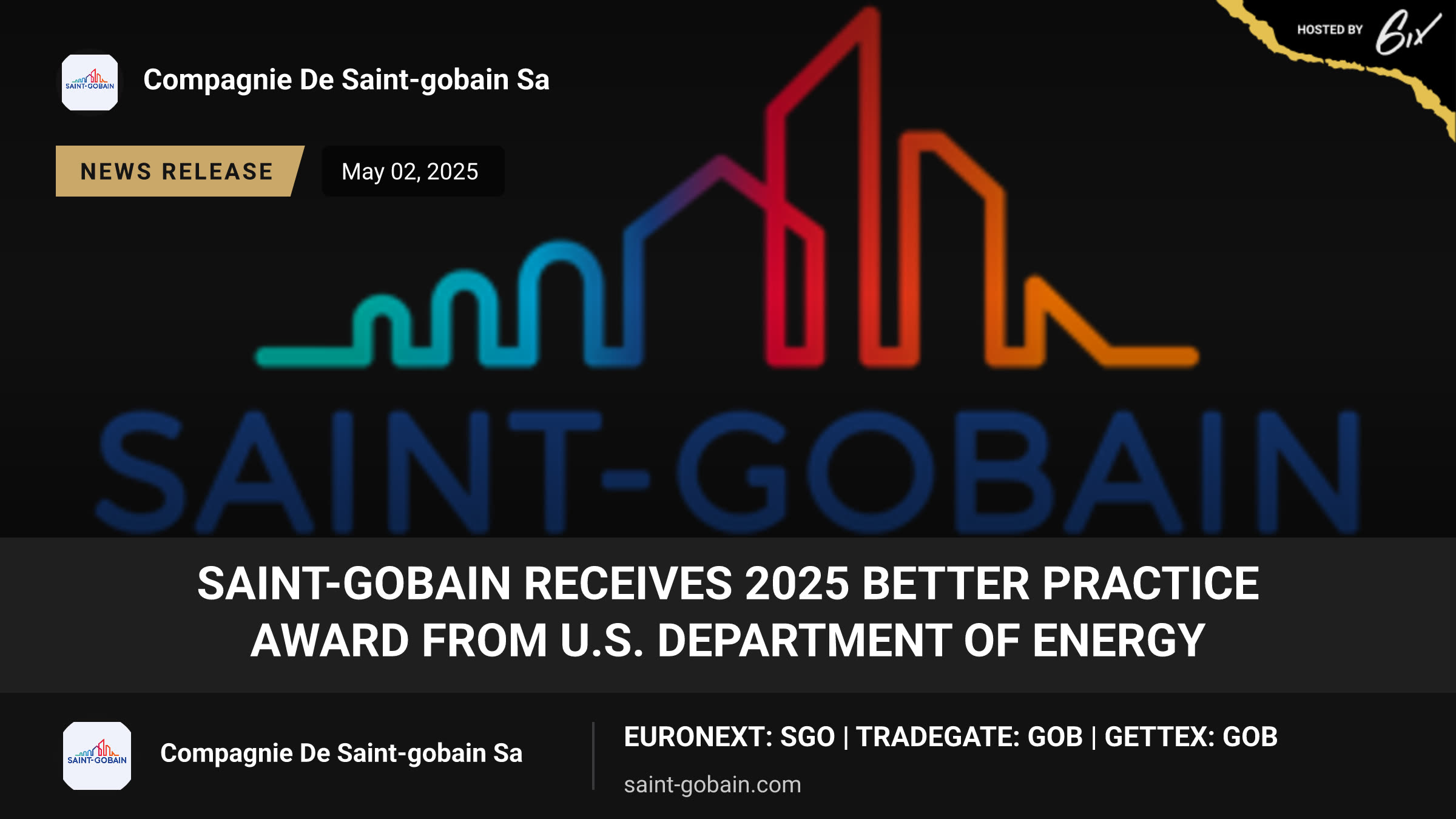Saint-Gobain Receives 2025 Better Practice Award From U.S. Department of Energy