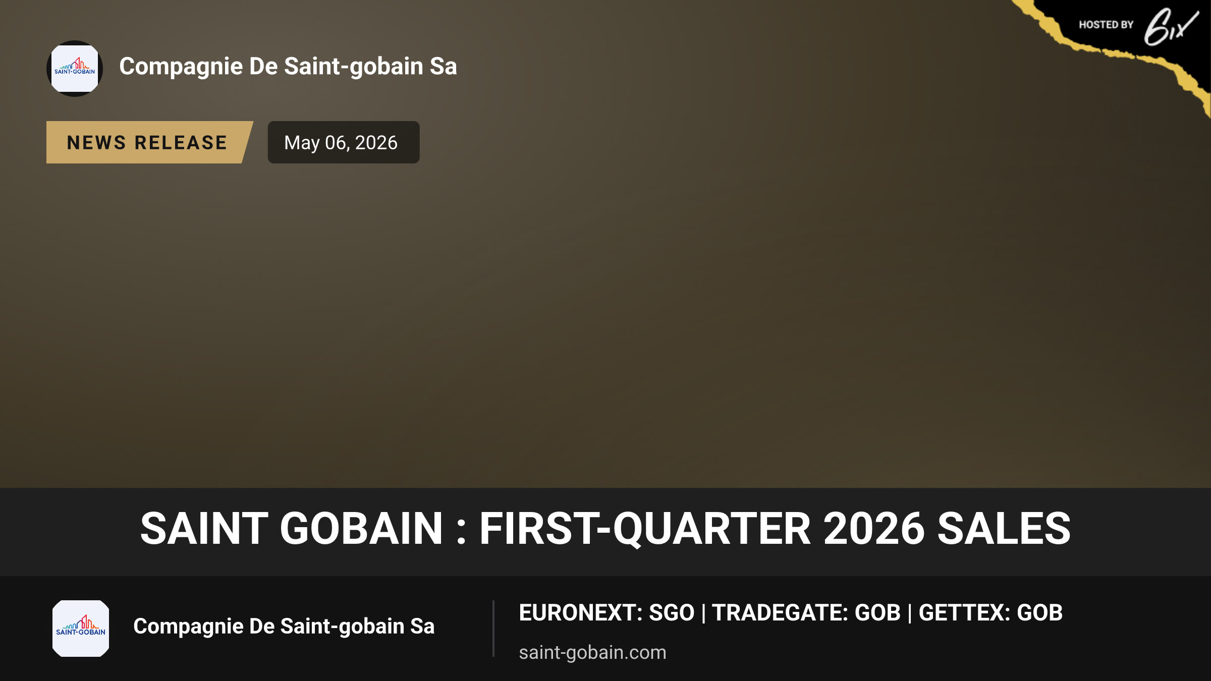 Saint Gobain : First-quarter 2026 Sales