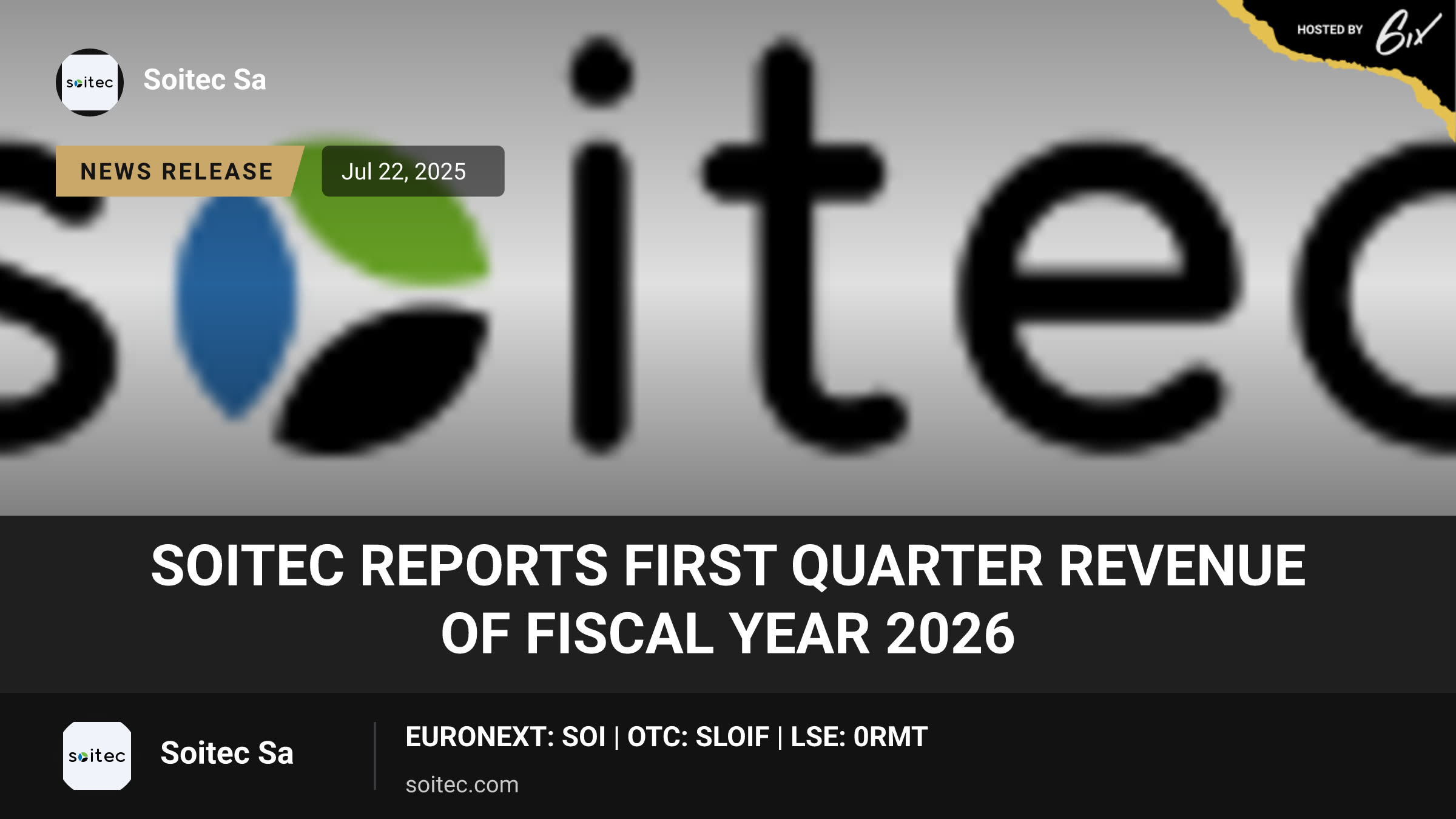 SOITEC REPORTS FIRST QUARTER REVENUE OF FISCAL YEAR 2026