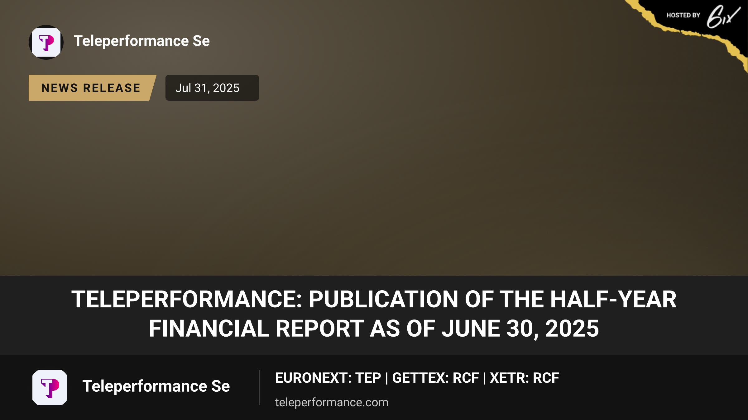 Teleperformance: Publication of the Half-year Financial Report as of June 30, 2025
