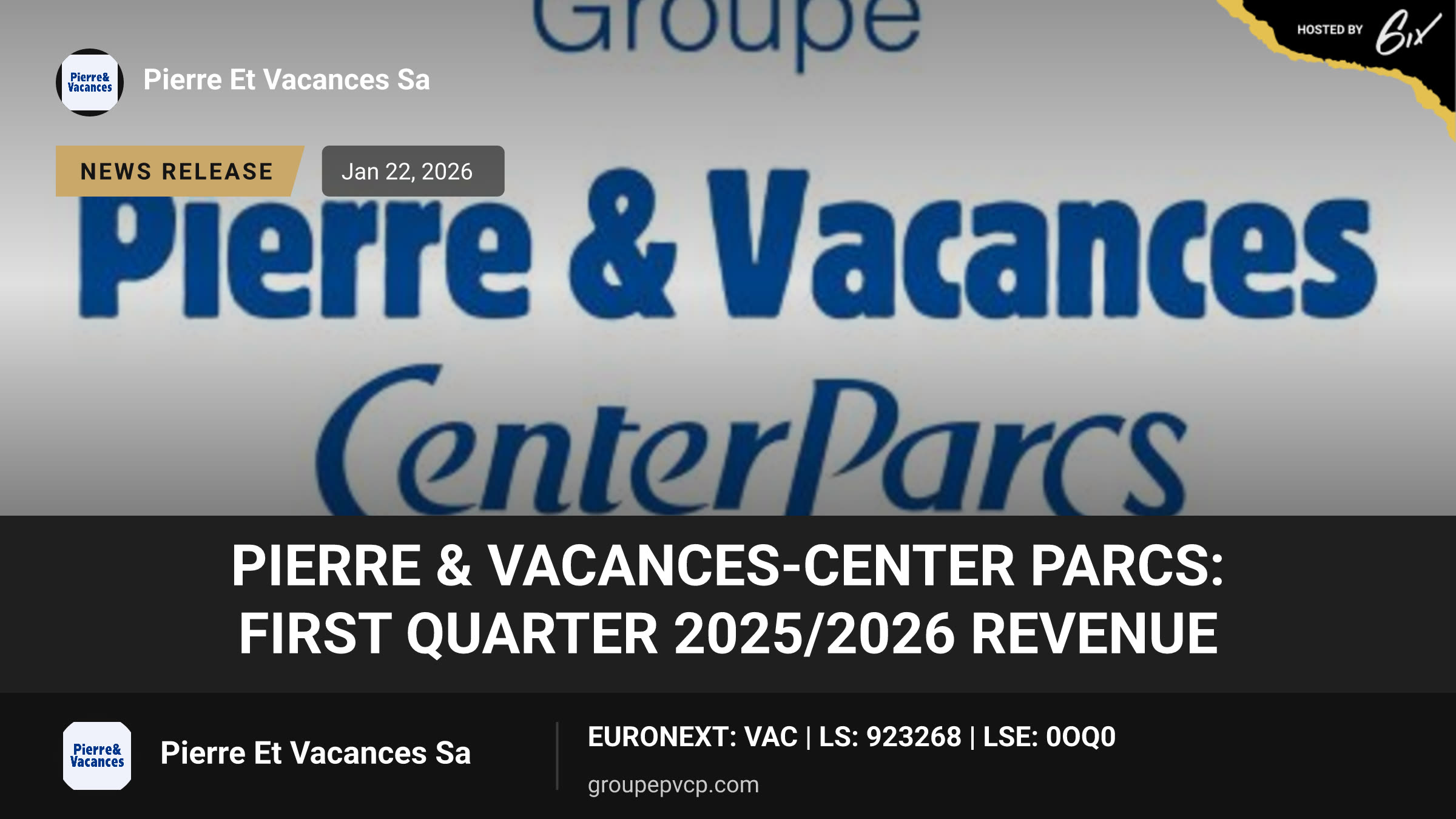 Pierre & Vacances-Center Parcs: First Quarter 2025/2026 Revenue