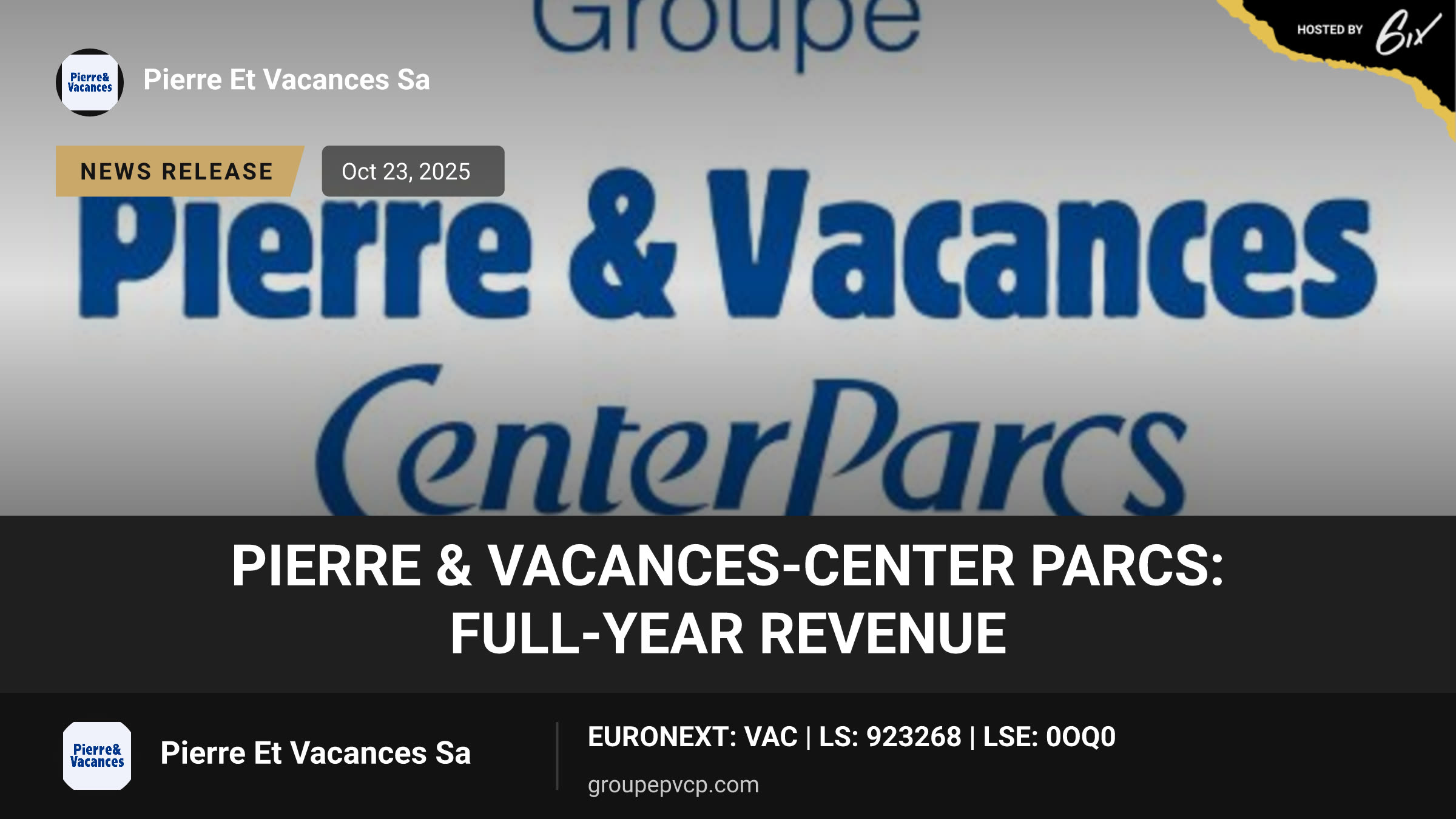 Pierre & Vacances-Center Parcs: Full-Year Revenue