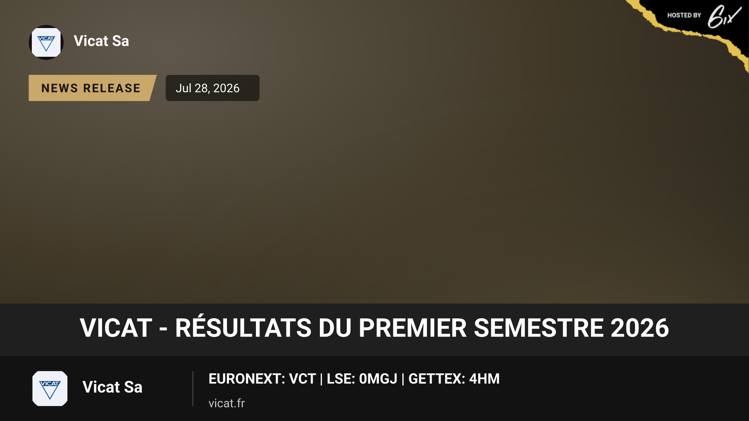 Vicat - Résultats du premier semestre 2026
