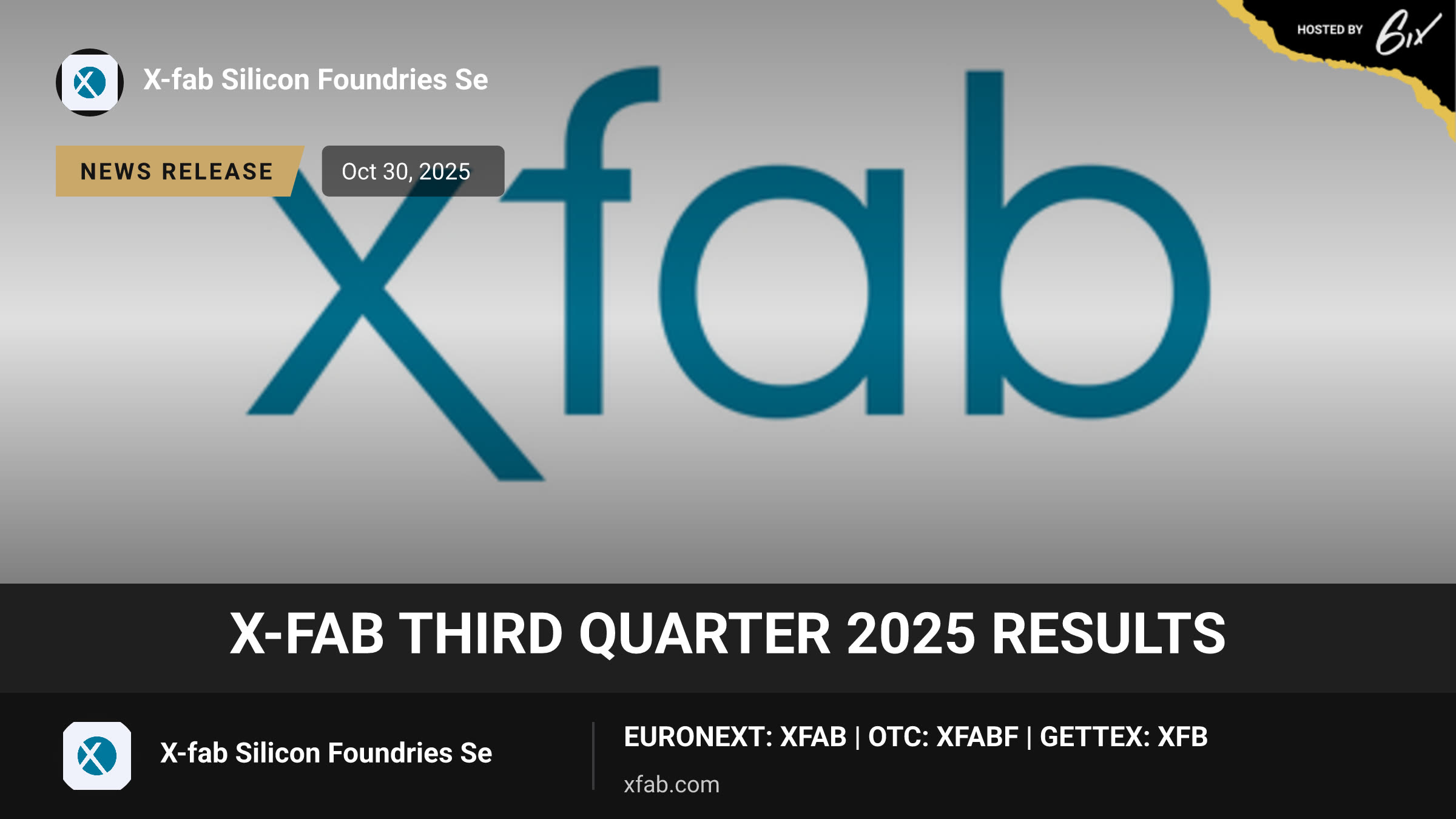X-FAB Third Quarter 2025 Results