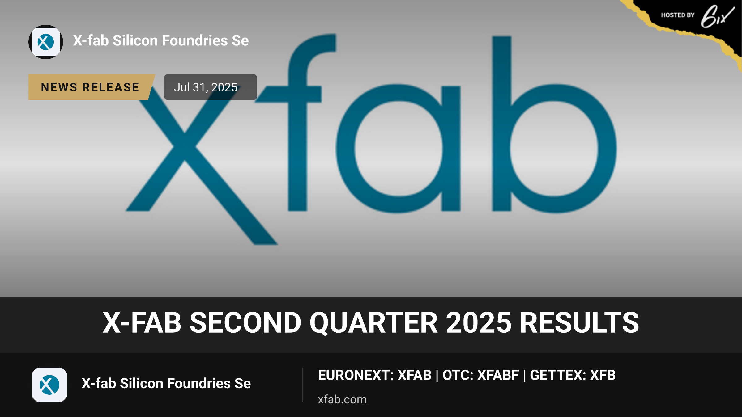 X-FAB Second Quarter 2025 Results