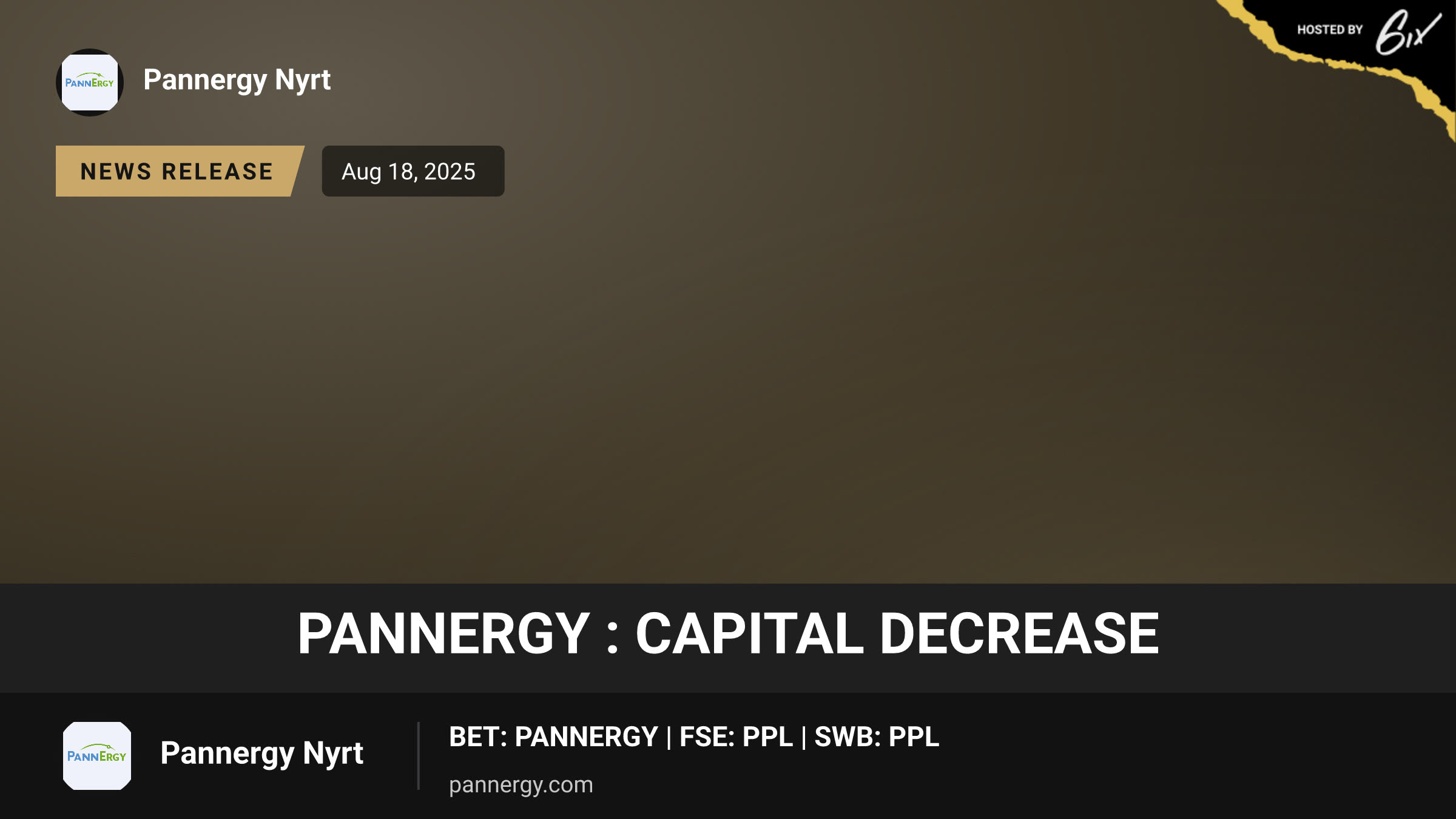 PannErgy : Capital decrease