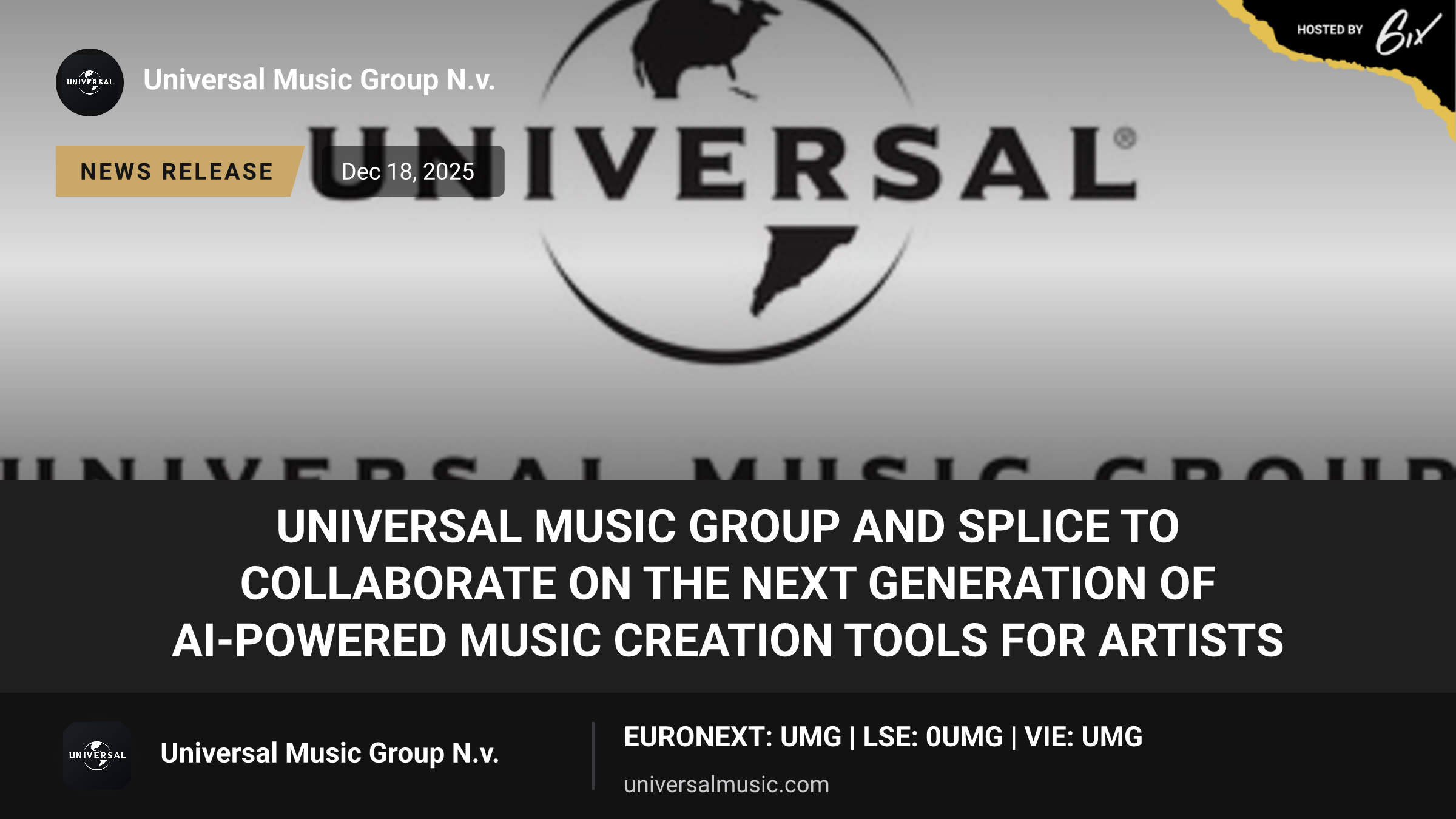 Universal Music Group and Splice to Collaborate on the Next Generation of AI-powered Music Creation Tools for Artists