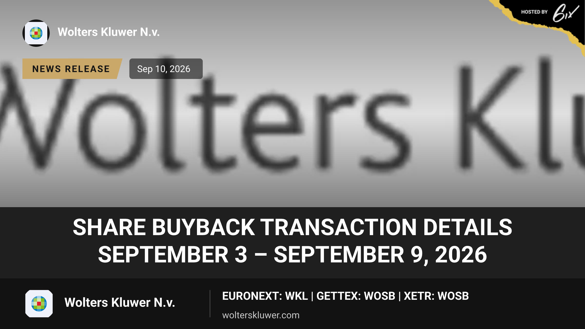 Share Buyback Transaction Details September 3 – September 9, 2026