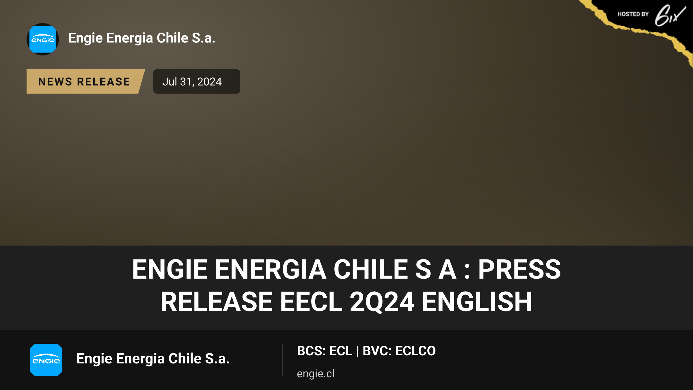 Engie Energia Chile S A : Press Release EECL 2Q24 English