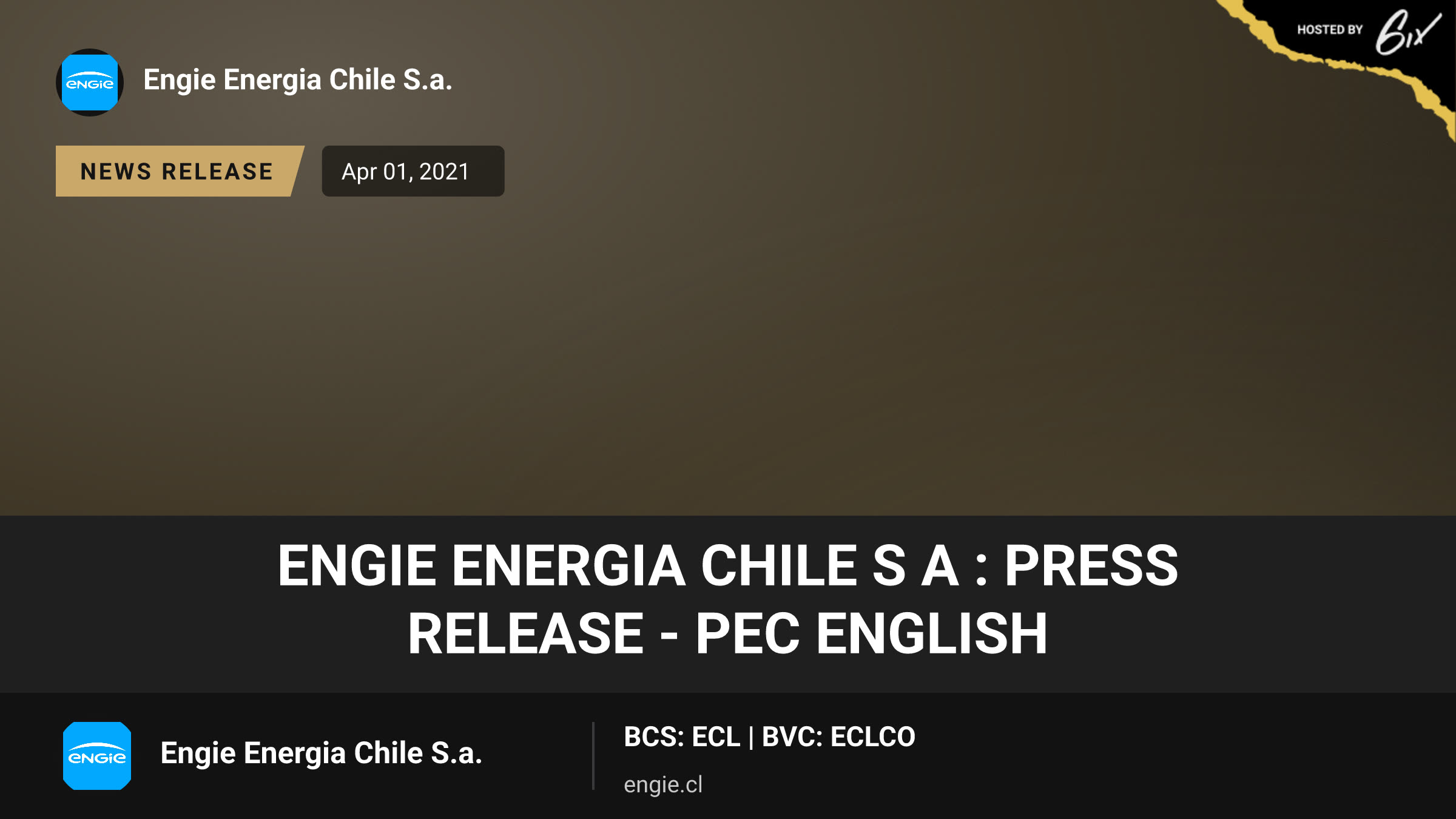 Engie Energia Chile S A : Press release - PEC english
