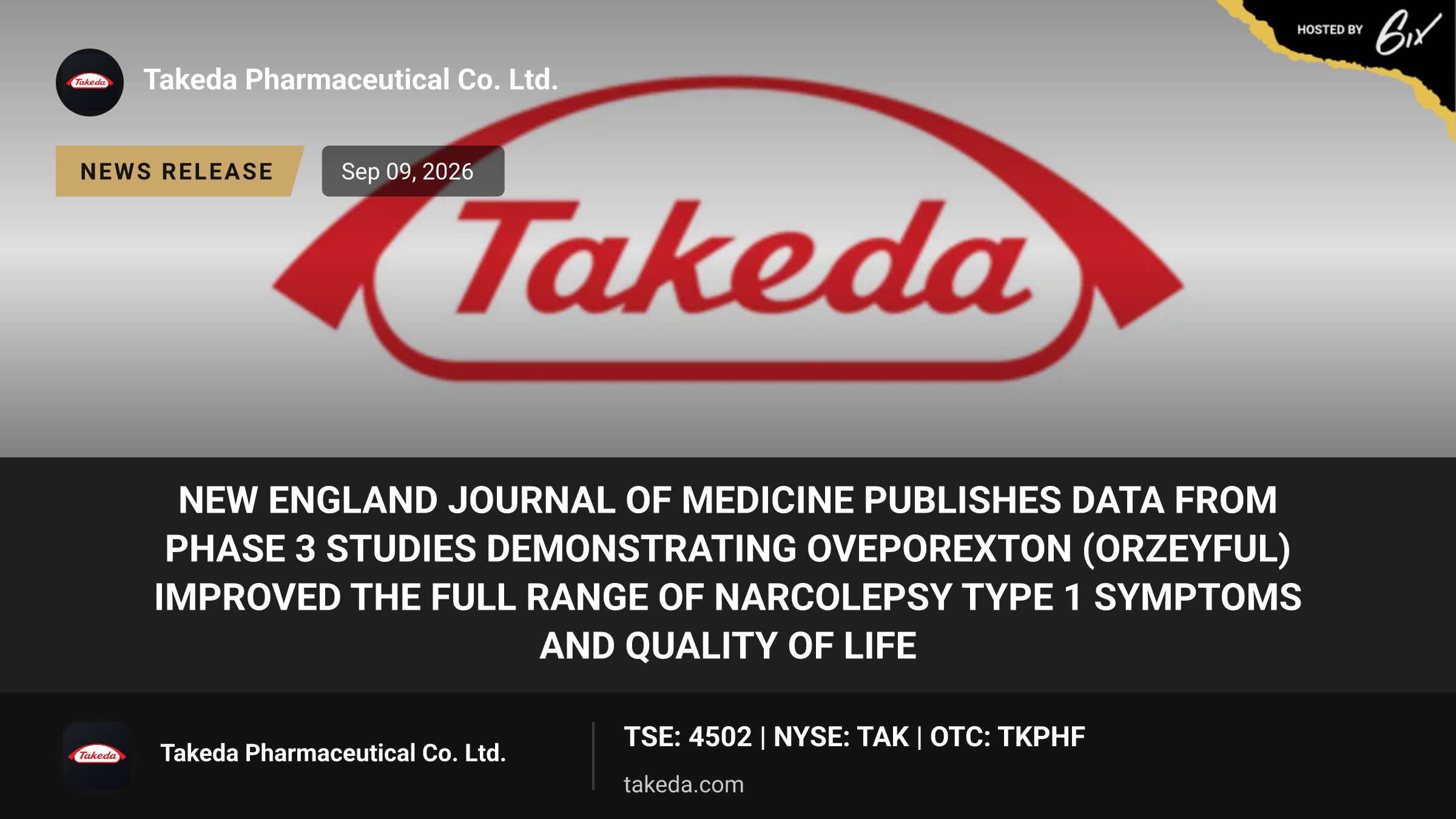 New England Journal of Medicine Publishes Data from Phase 3 Studies Demonstrating Oveporexton (ORZEYFUL) Improved the Full Range of Narcolepsy Type 1 Symptoms and Quality of Life