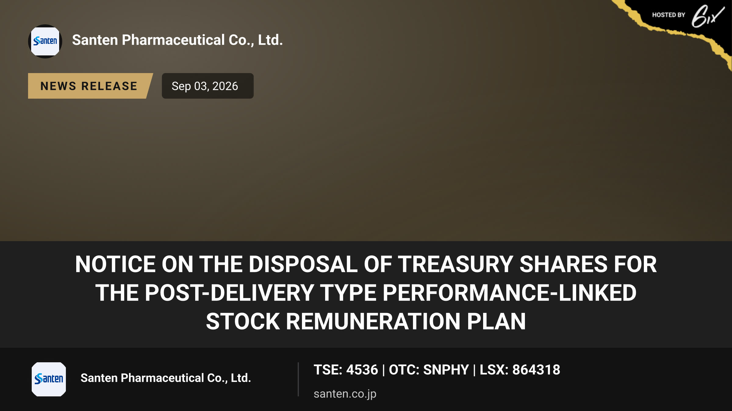 Notice on the Disposal of Treasury Shares for the Post-delivery Type Performance-Linked Stock Remuneration Plan