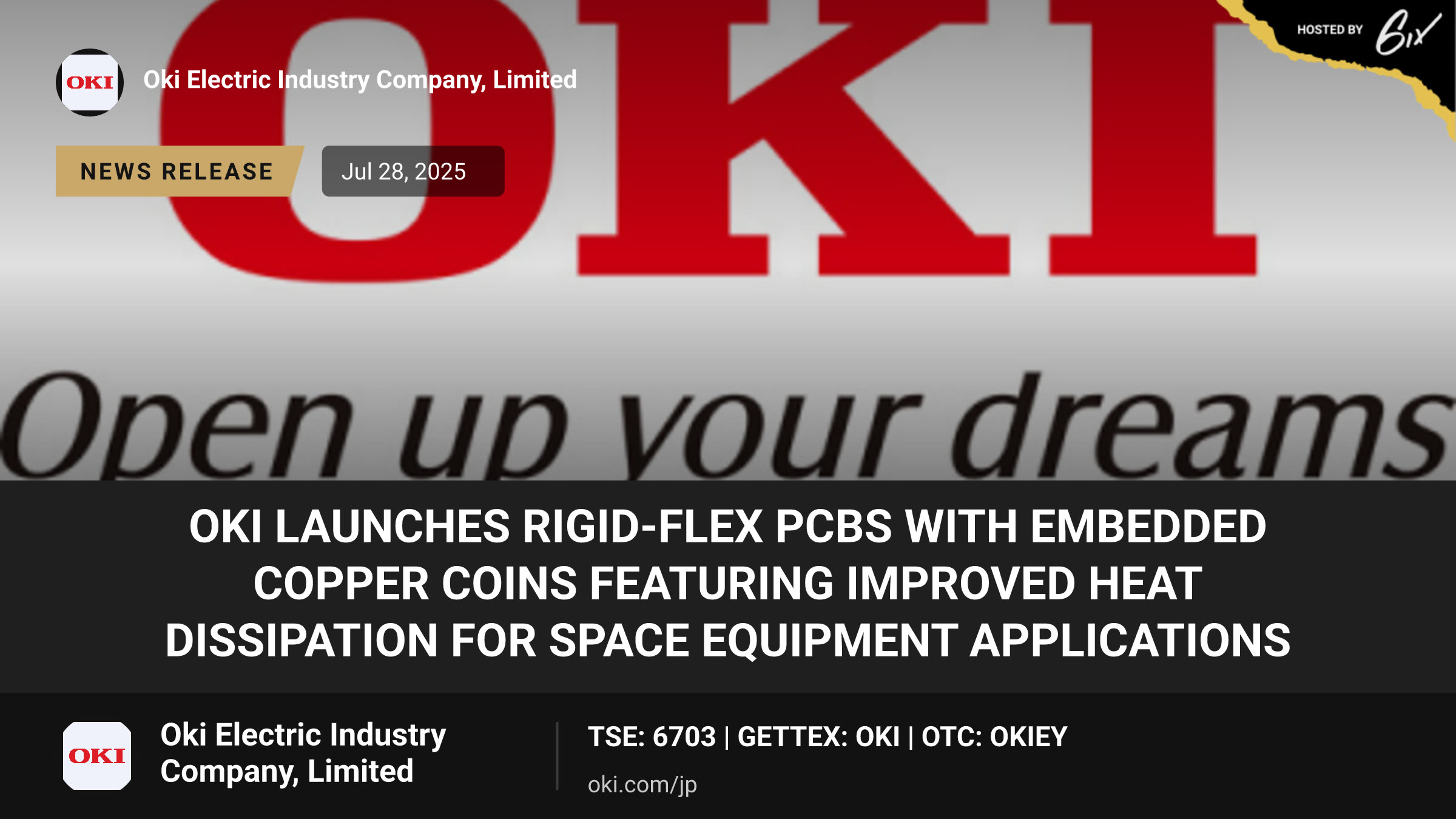 OKI Launches Rigid-Flex PCBs with Embedded Copper Coins Featuring Improved Heat Dissipation for Space Equipment Applications