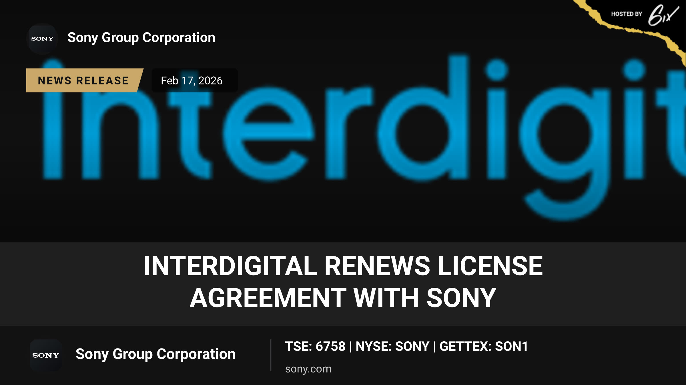 InterDigital renews license agreement with Sony