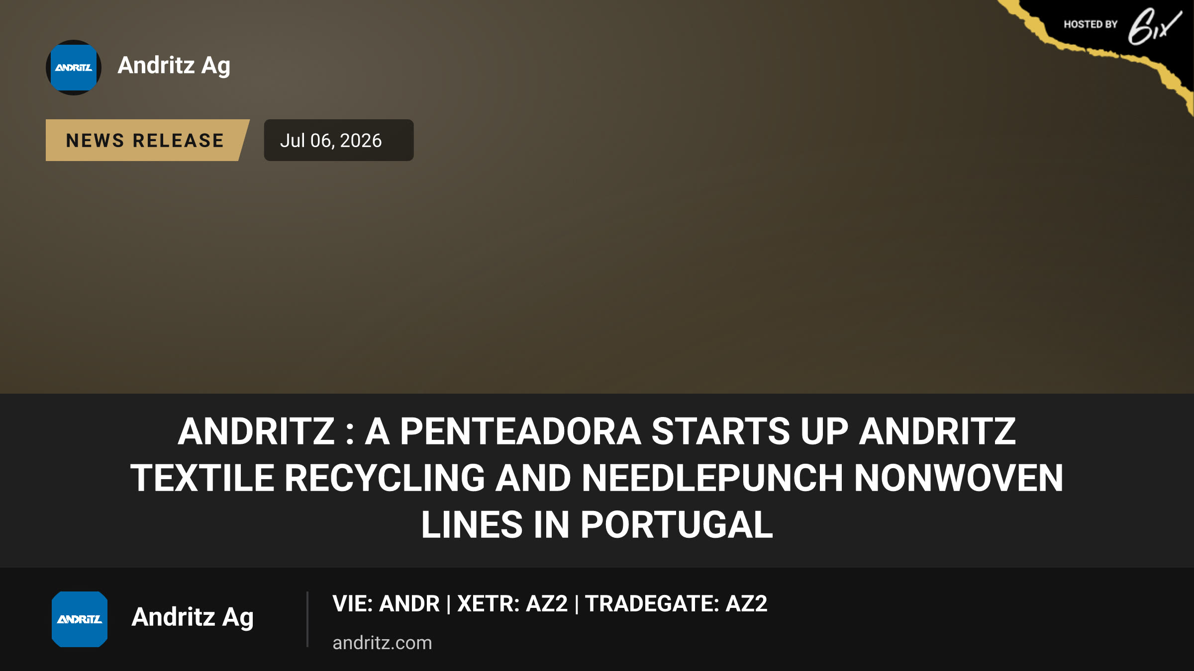 ANDRITZ : A Penteadora starts up ANDRITZ textile recycling and needlepunch nonwoven lines in Portugal