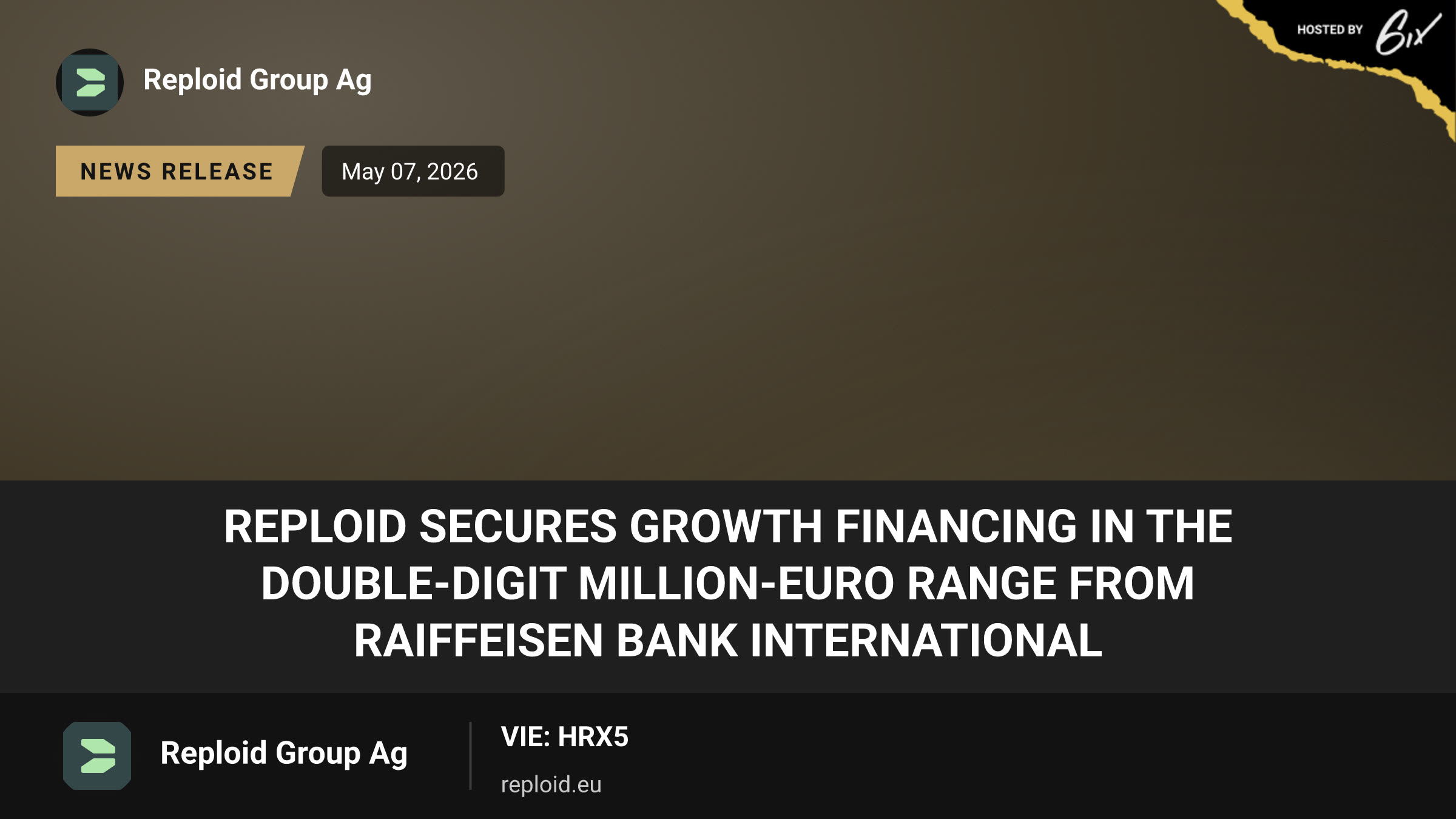 REPLOID secures growth financing in the double-digit million-euro range from Raiffeisen Bank International