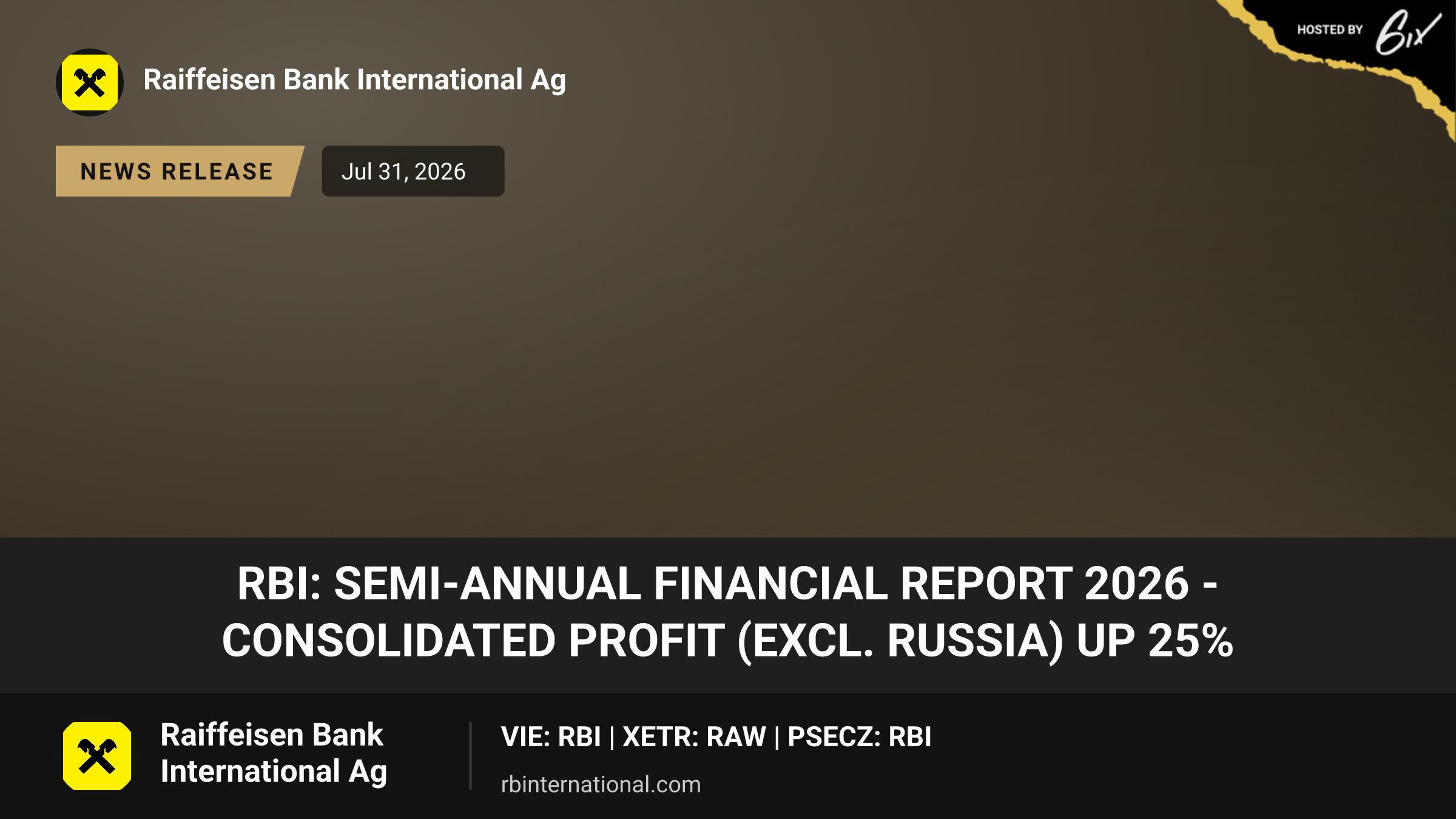 RBI: Semi-Annual Financial Report 2026 - Consolidated profit (excl. Russia) up 25%