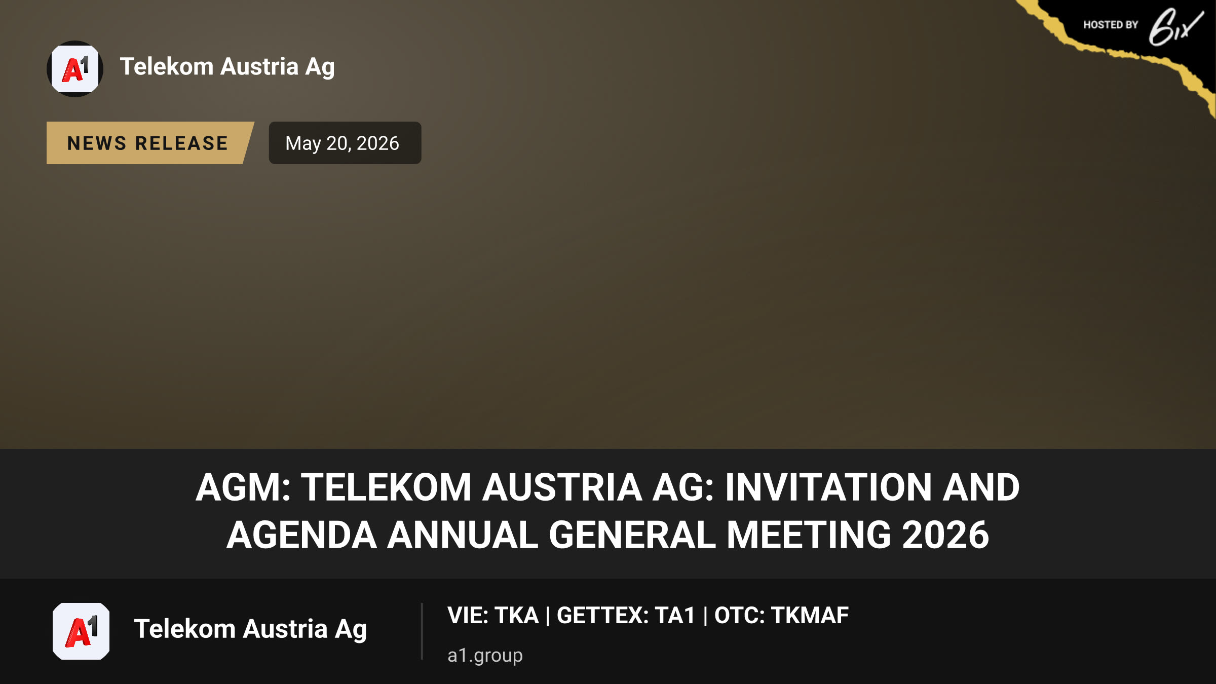 AGM: Telekom Austria AG: Invitation and Agenda Annual General Meeting 2026