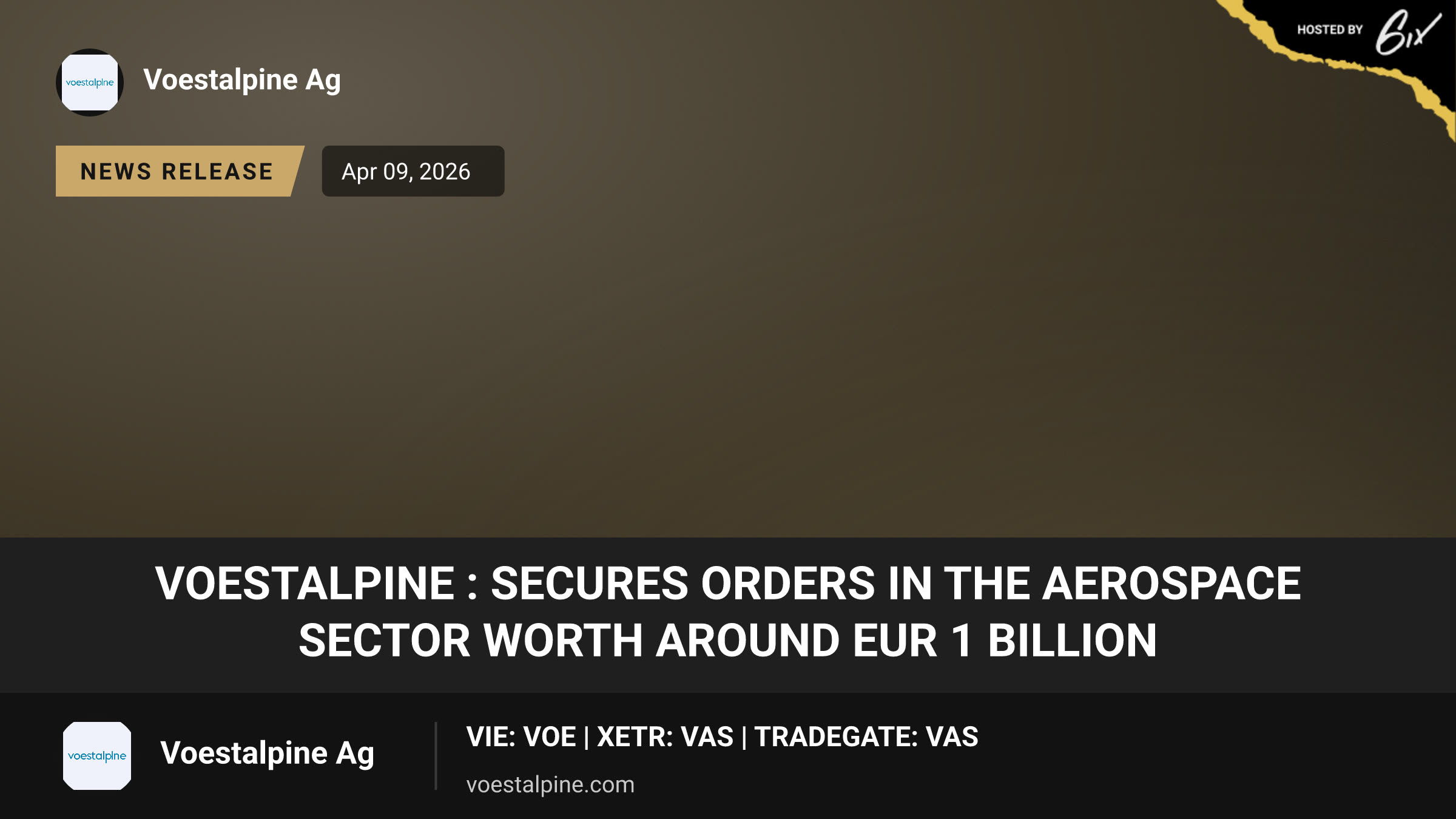 Voestalpine : secures orders in the aerospace sector worth around EUR 1 billion