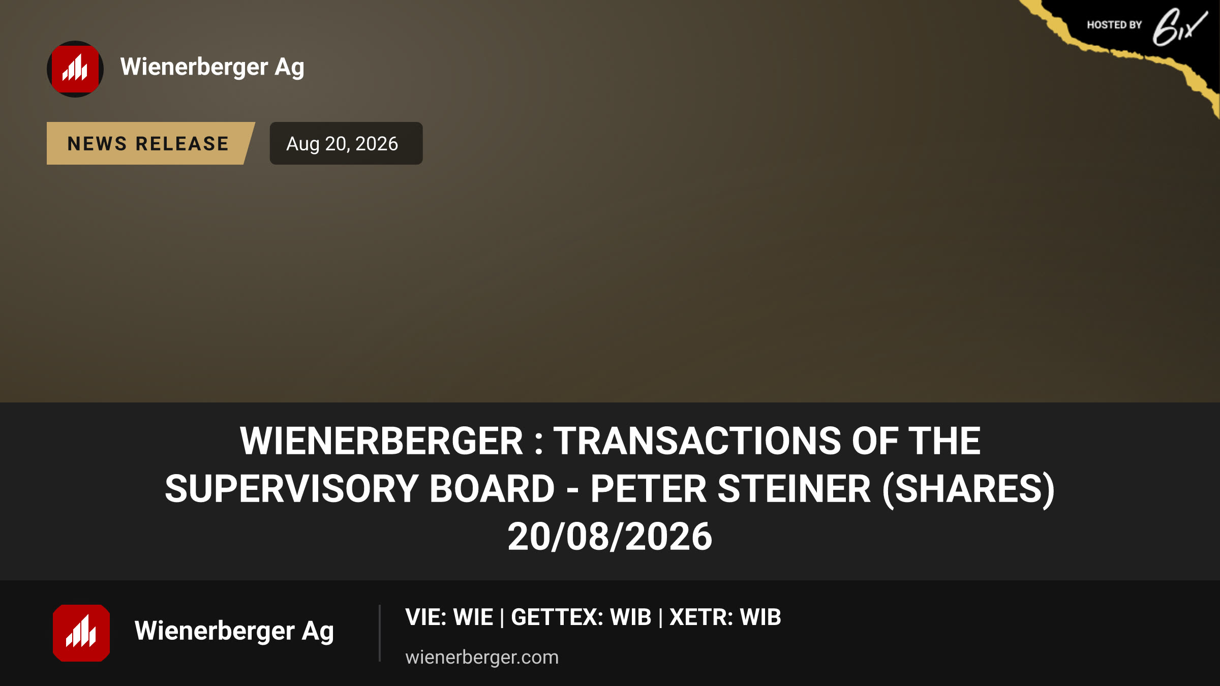 Wienerberger : Transactions of the Supervisory Board - Peter Steiner (Shares) 20/08/2026