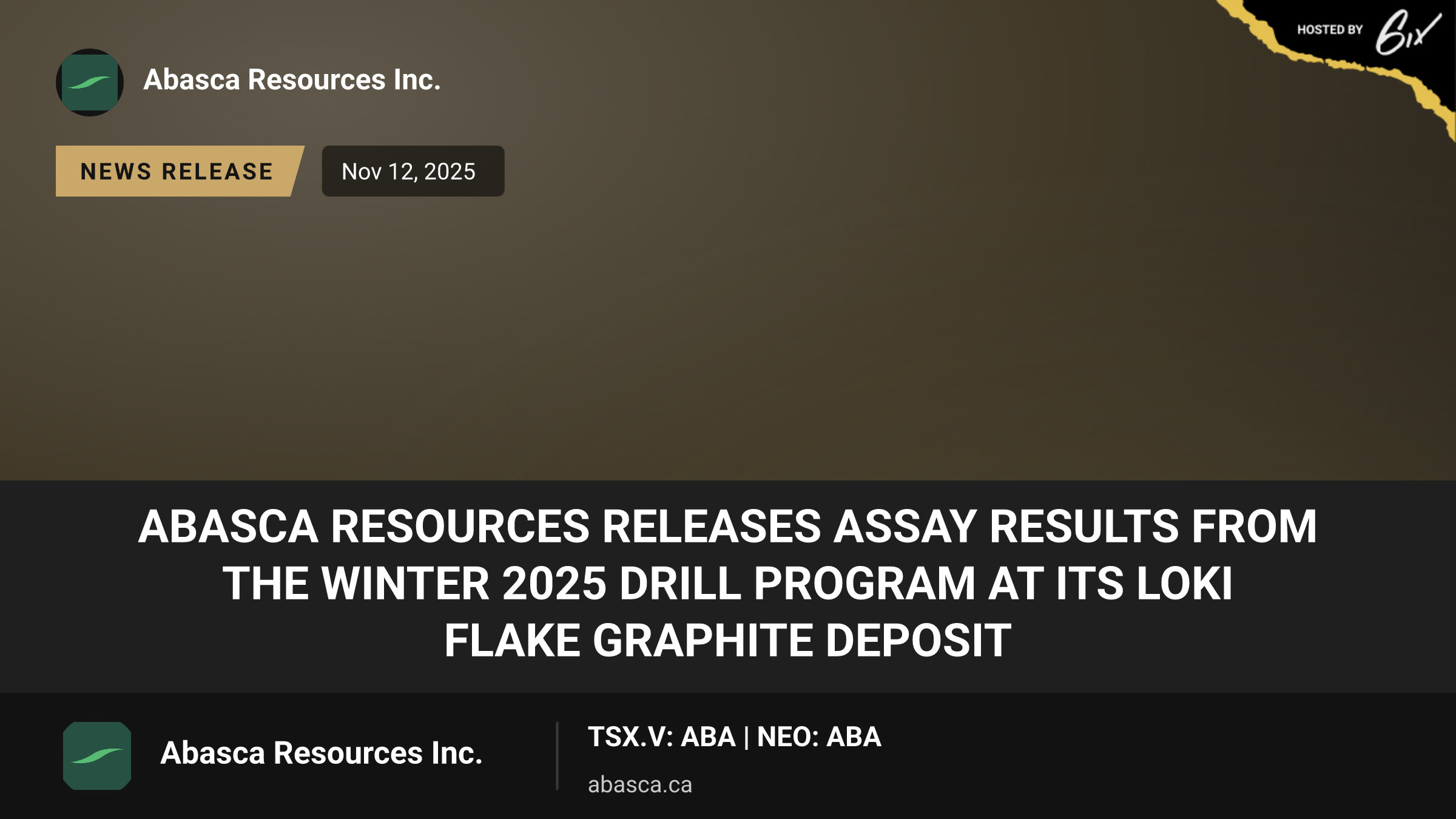 Abasca Resources Releases Assay Results from the Winter 2025 Drill Program at Its Loki Flake Graphite Deposit