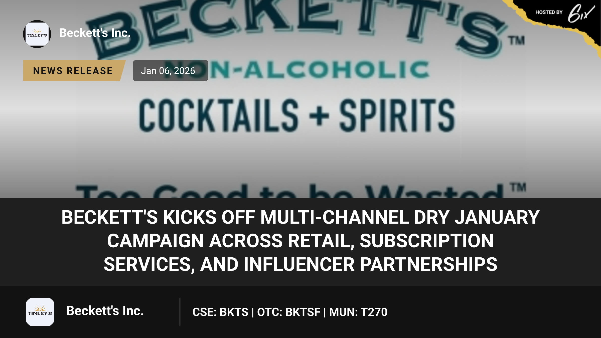 Beckett's Kicks Off Multi-Channel Dry January Campaign Across Retail, Subscription Services, and Influencer Partnerships
