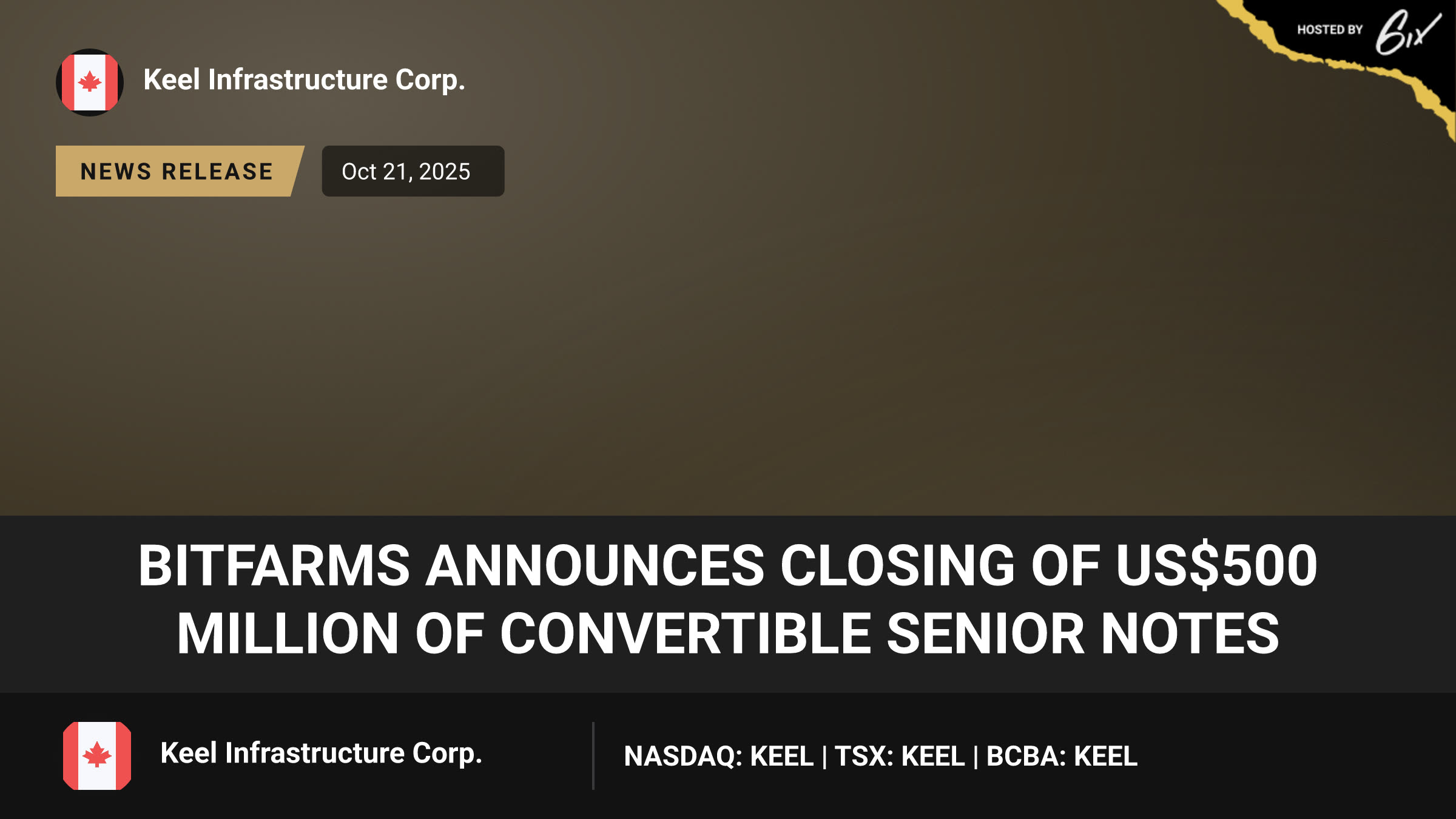Bitfarms Announces Closing of US$500 Million of Convertible Senior Notes