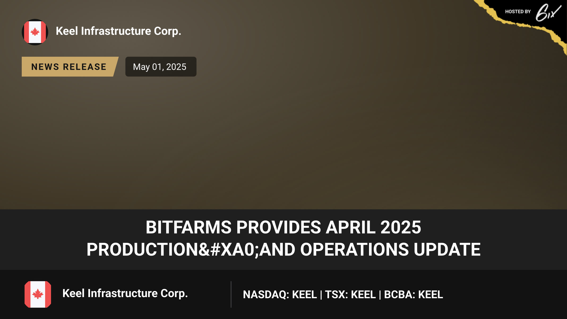 Bitfarms Provides April 2025 Production and Operations Update