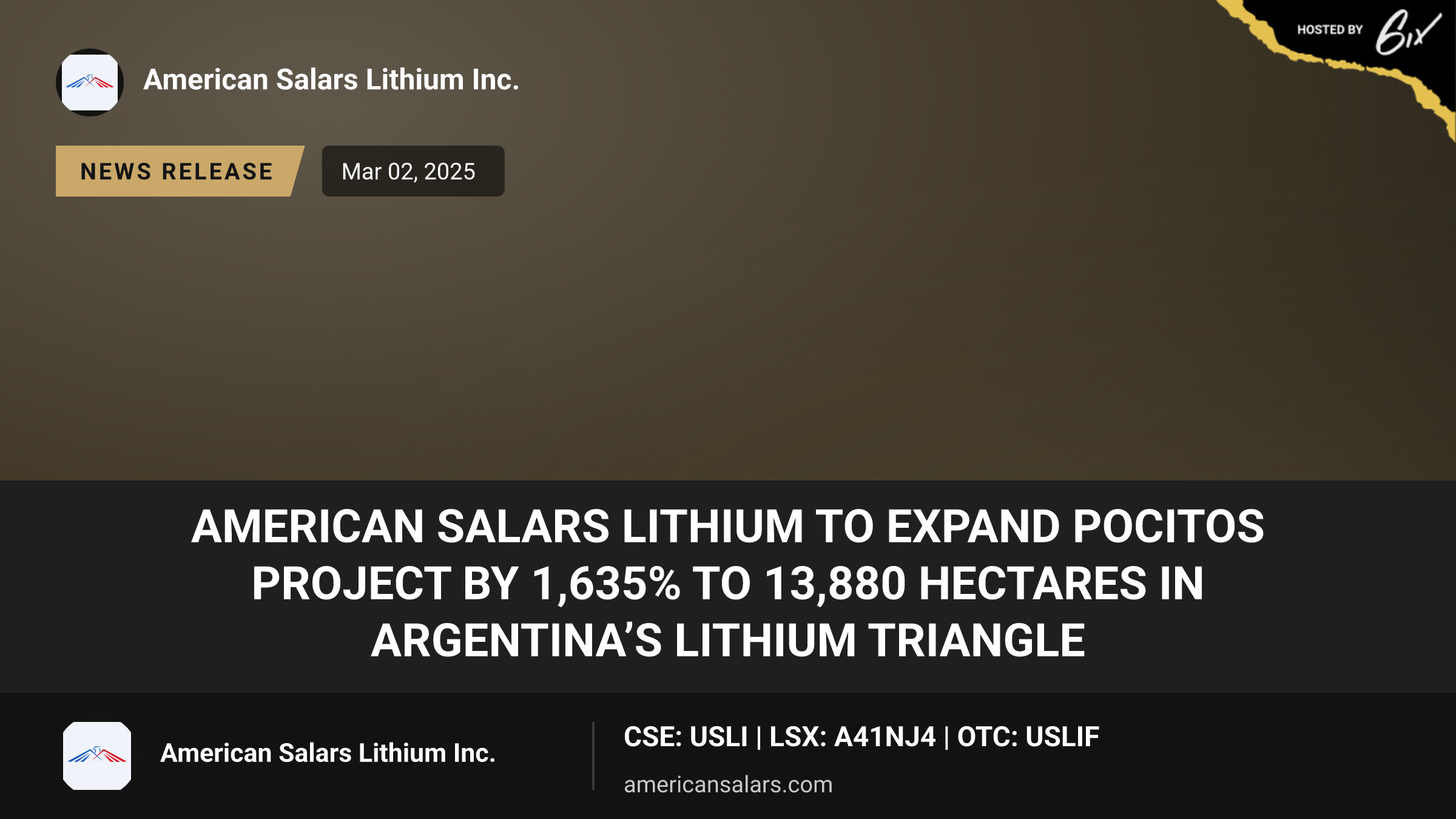 American Salars Lithium to Expand Pocitos Project by 1,635% to 13,880 Hectares in Argentina’s Lithium Triangle