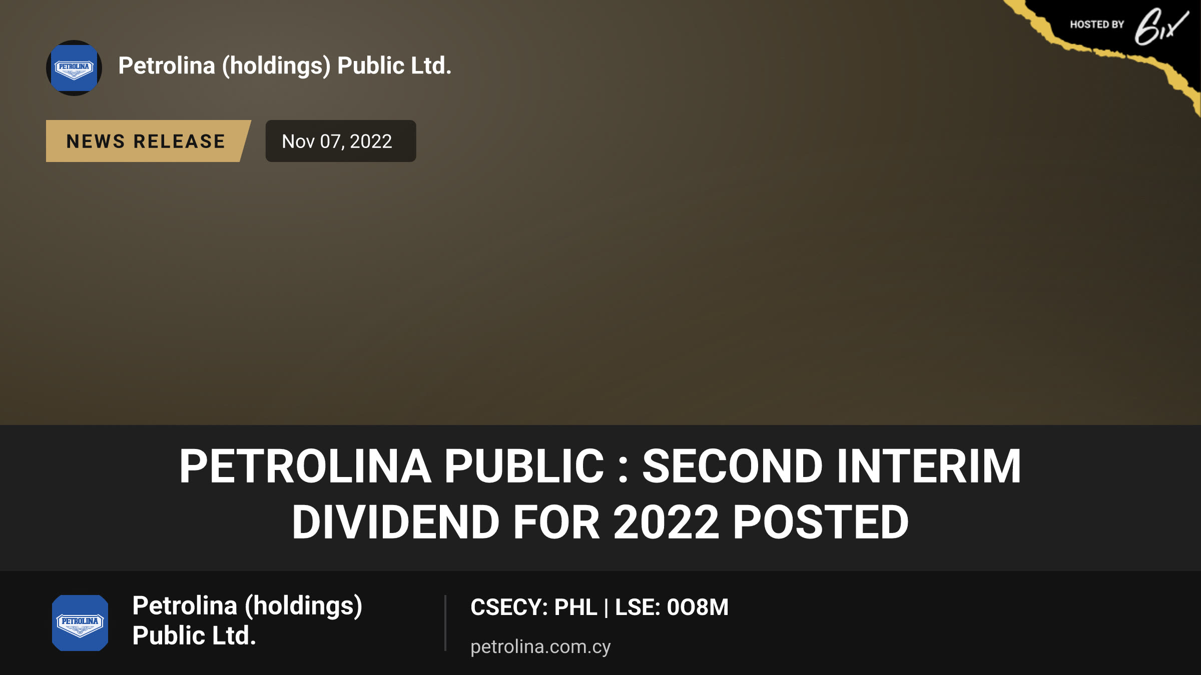 Petrolina Public : Second interim dividend for 2022 posted