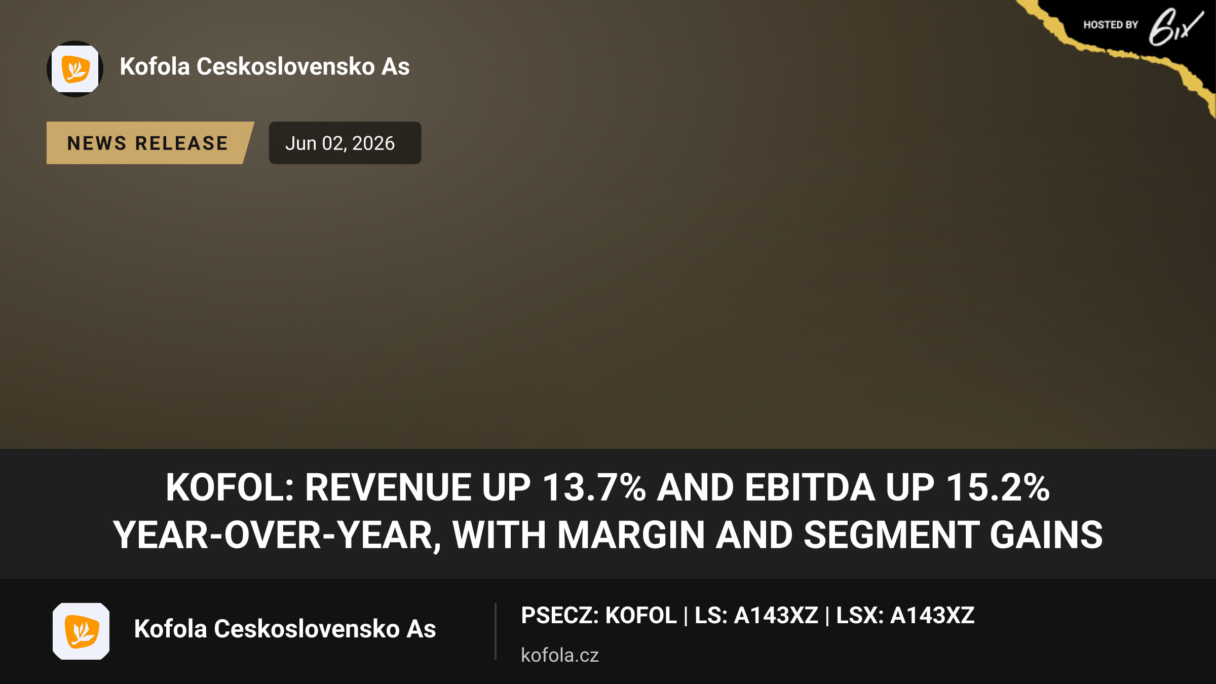 KOFOL: Revenue up 13.7% and EBITDA up 15.2% year-over-year, with margin and segment gains