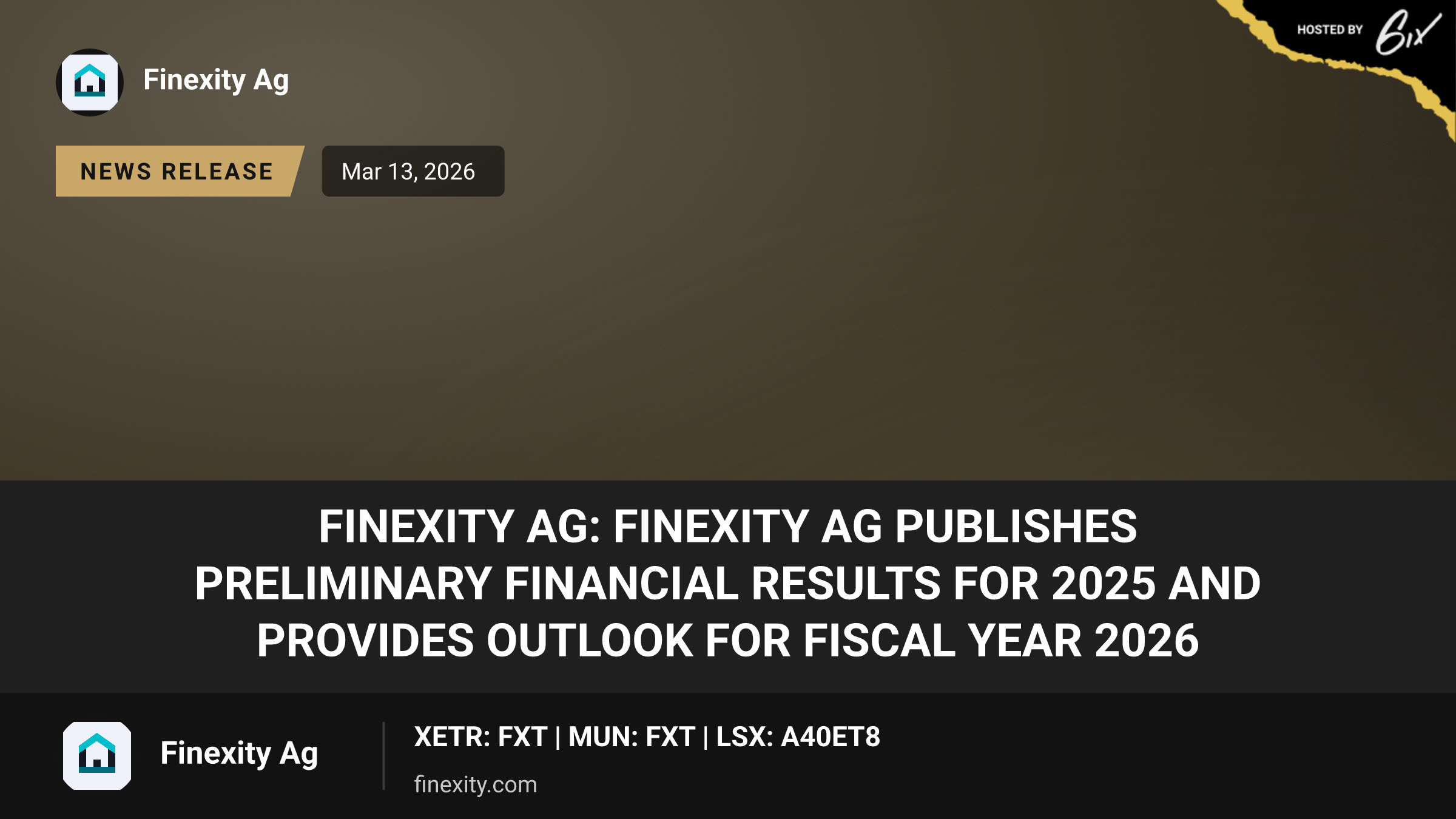 Finexity AG: FINEXITY AG publishes preliminary financial results for 2025 and provides outlook for fiscal year 2026