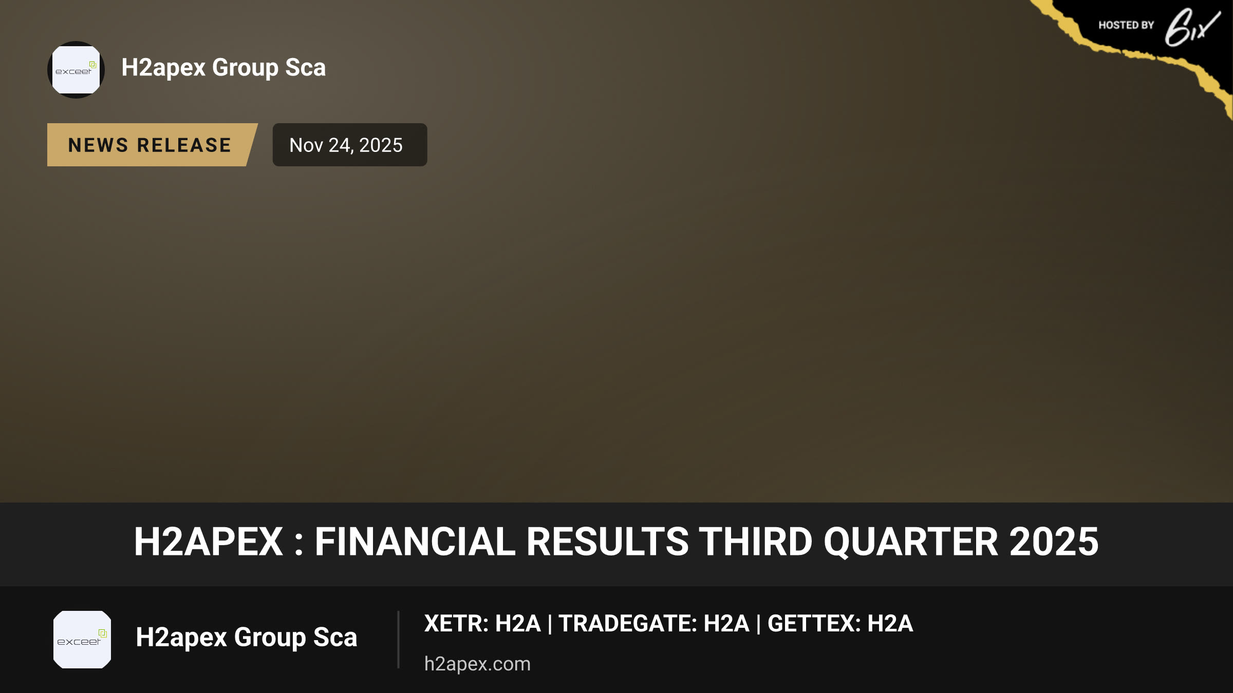 H2APEX : Financial Results Third Quarter 2025