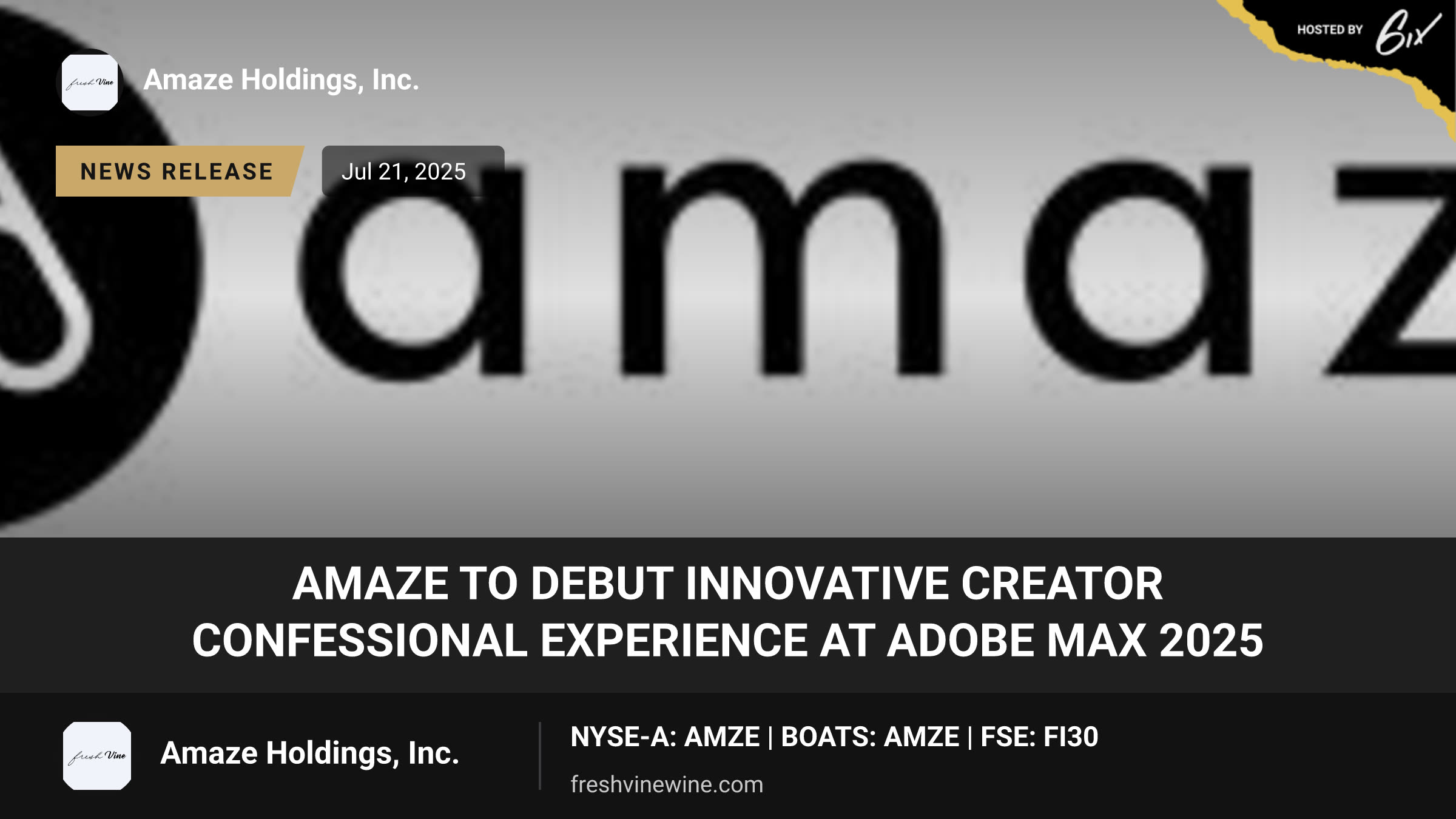Amaze to Debut Innovative Creator Confessional Experience at Adobe MAX 2025