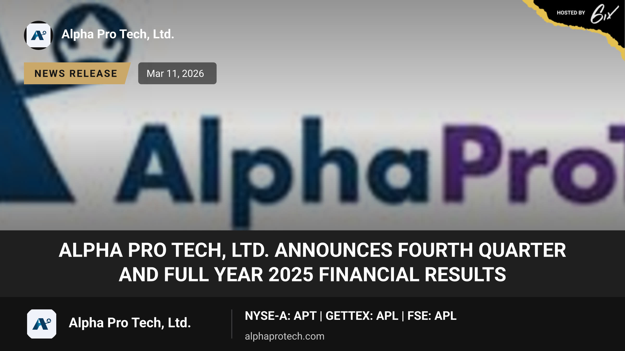 Alpha Pro Tech, Ltd. Announces Fourth Quarter and Full Year 2025 Financial Results
