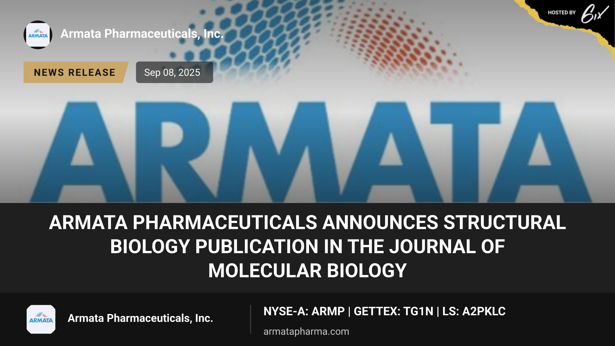 Armata Pharmaceuticals Announces Structural Biology Publication in the Journal of Molecular Biology