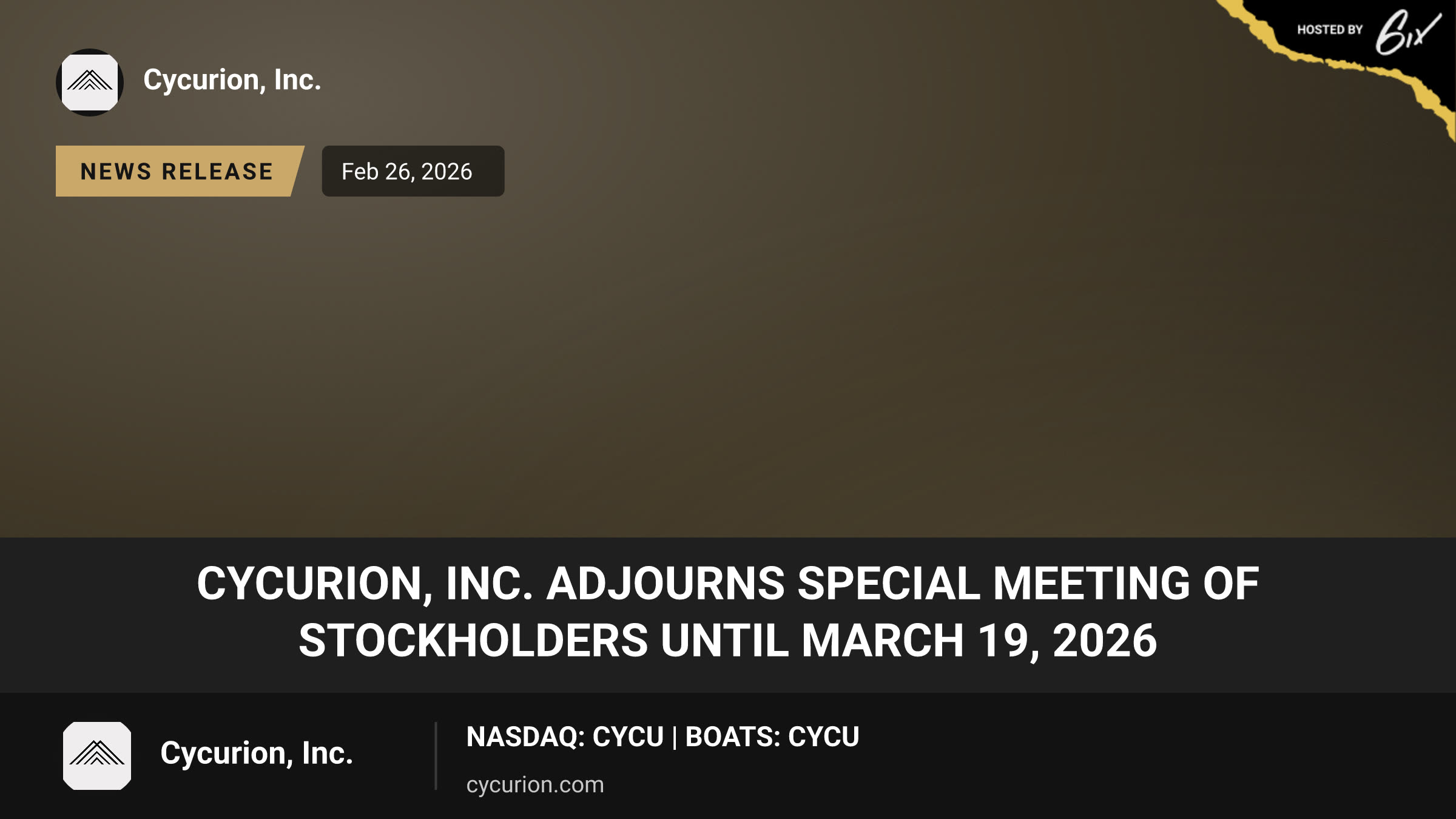 Cycurion, Inc. Adjourns Special Meeting of Stockholders Until March 19, 2026