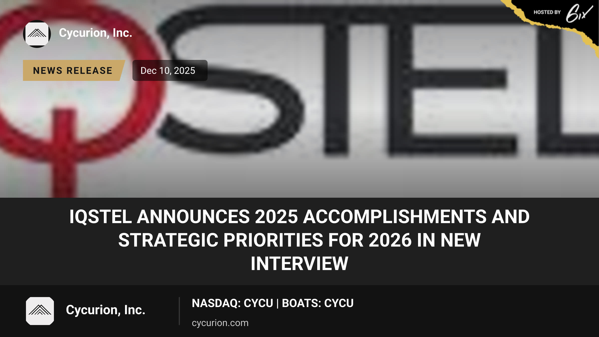 IQSTEL Announces 2025 Accomplishments and Strategic Priorities for 2026 in New Interview