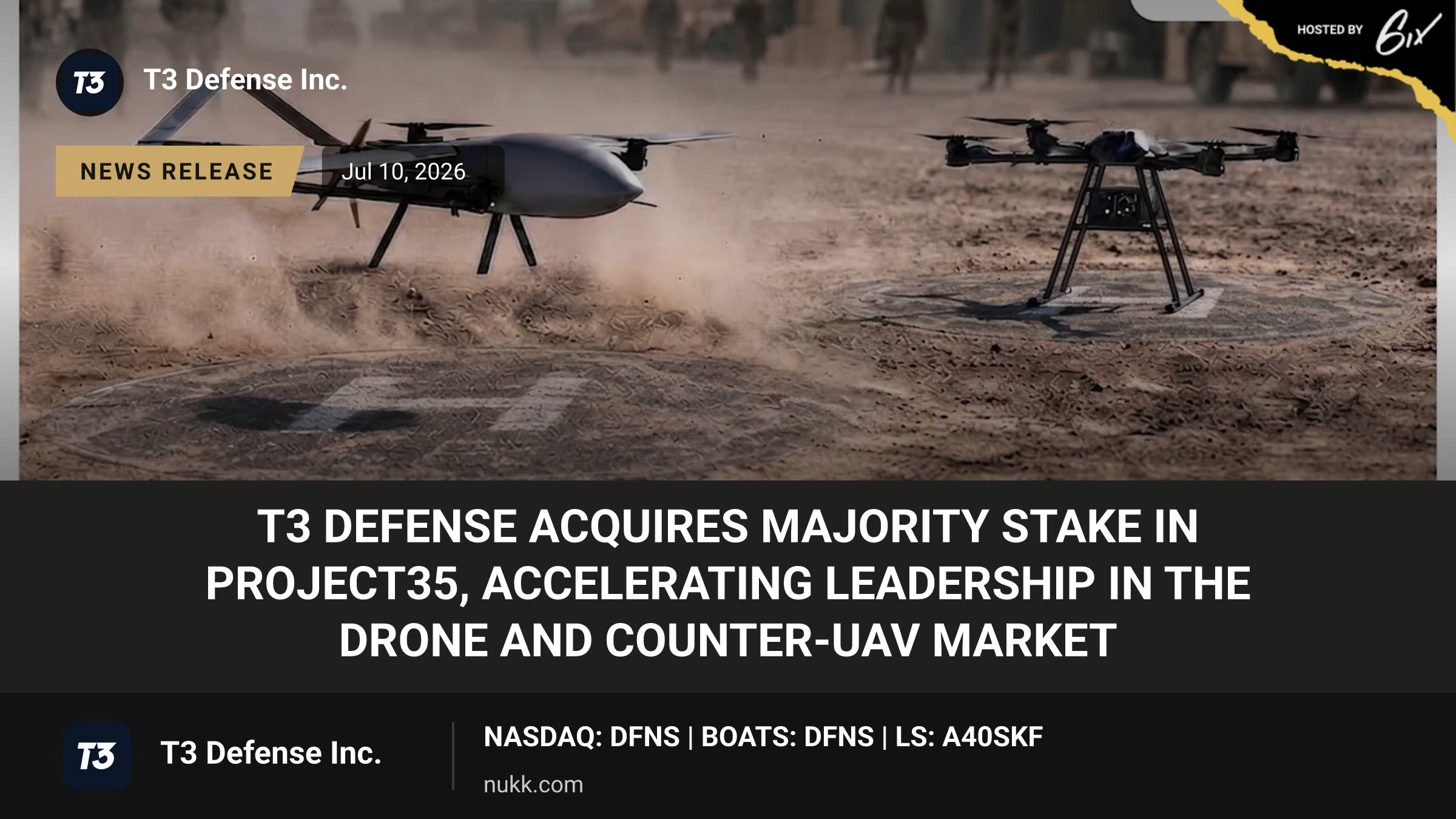 T3 Defense Acquires Majority Stake in Project35, Accelerating Leadership in the Drone and Counter-UAV Market