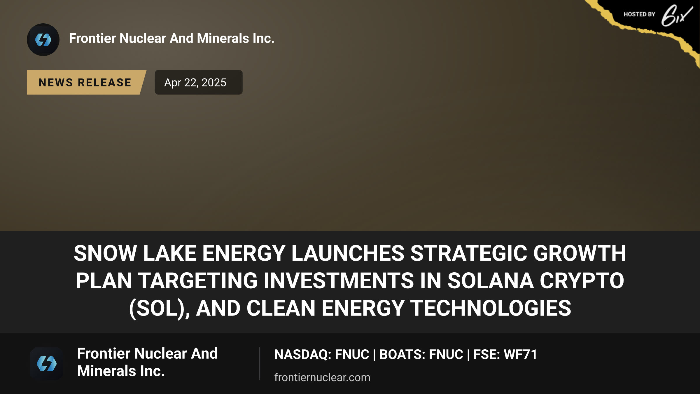 Snow Lake Energy Launches Strategic Growth Plan Targeting Investments in Solana Crypto (SOL), and Clean Energy Technologies