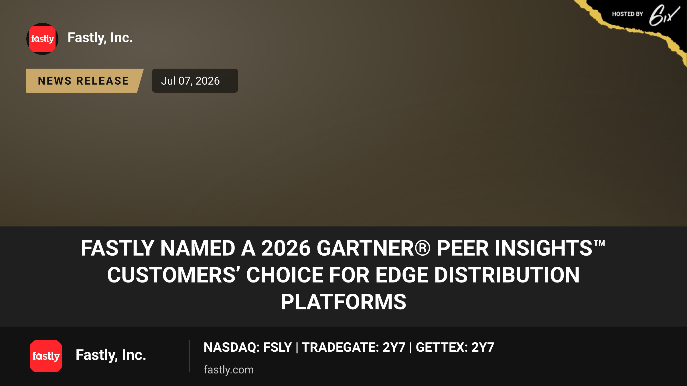 Fastly Named a 2026 Gartner® Peer Insights™ Customers’ Choice for Edge Distribution Platforms