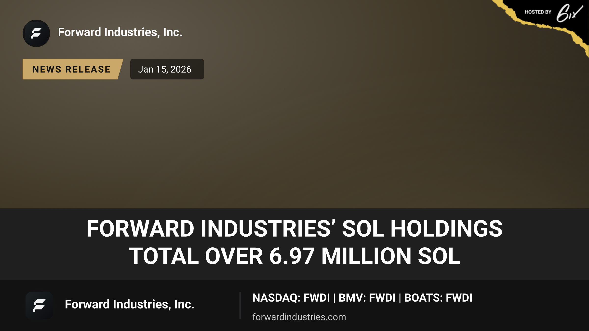 Forward Industries’ SOL Holdings total over 6.97 Million SOL