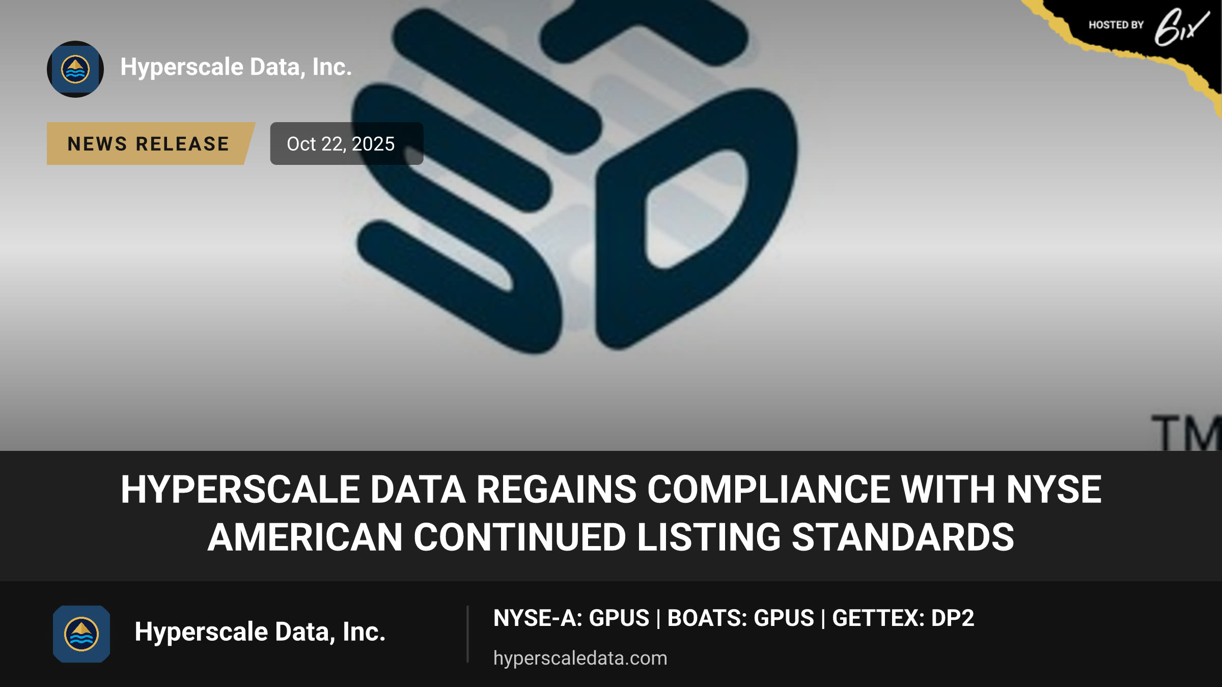 Hyperscale Data Regains Compliance with NYSE American Continued Listing Standards