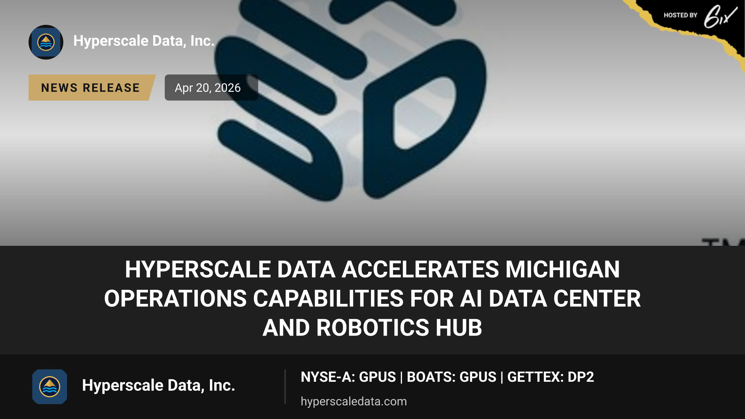 Hyperscale Data Accelerates Michigan Operations Capabilities for AI Data Center and Robotics Hub