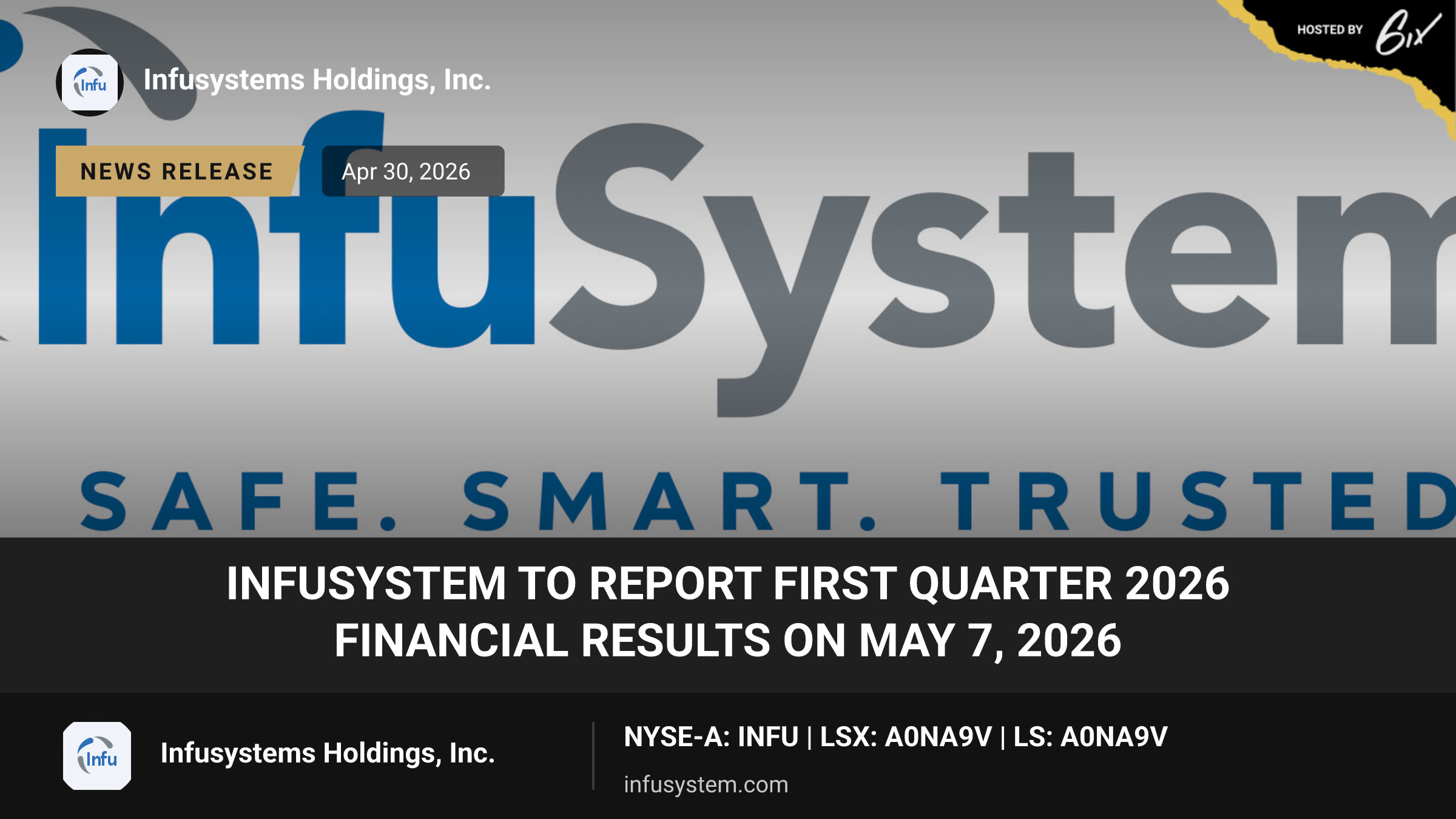 InfuSystem to Report First Quarter 2026 Financial Results on May 7, 2026