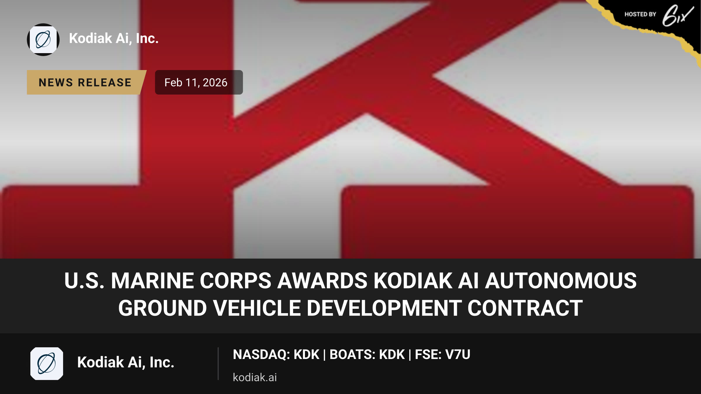 U.S. Marine Corps Awards Kodiak AI Autonomous Ground Vehicle Development Contract