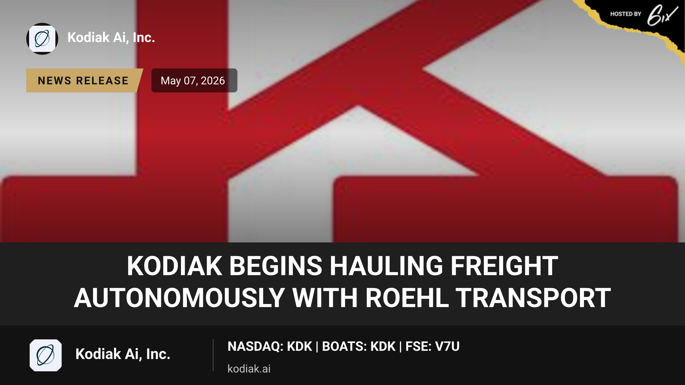 Kodiak Begins Hauling Freight Autonomously With Roehl Transport